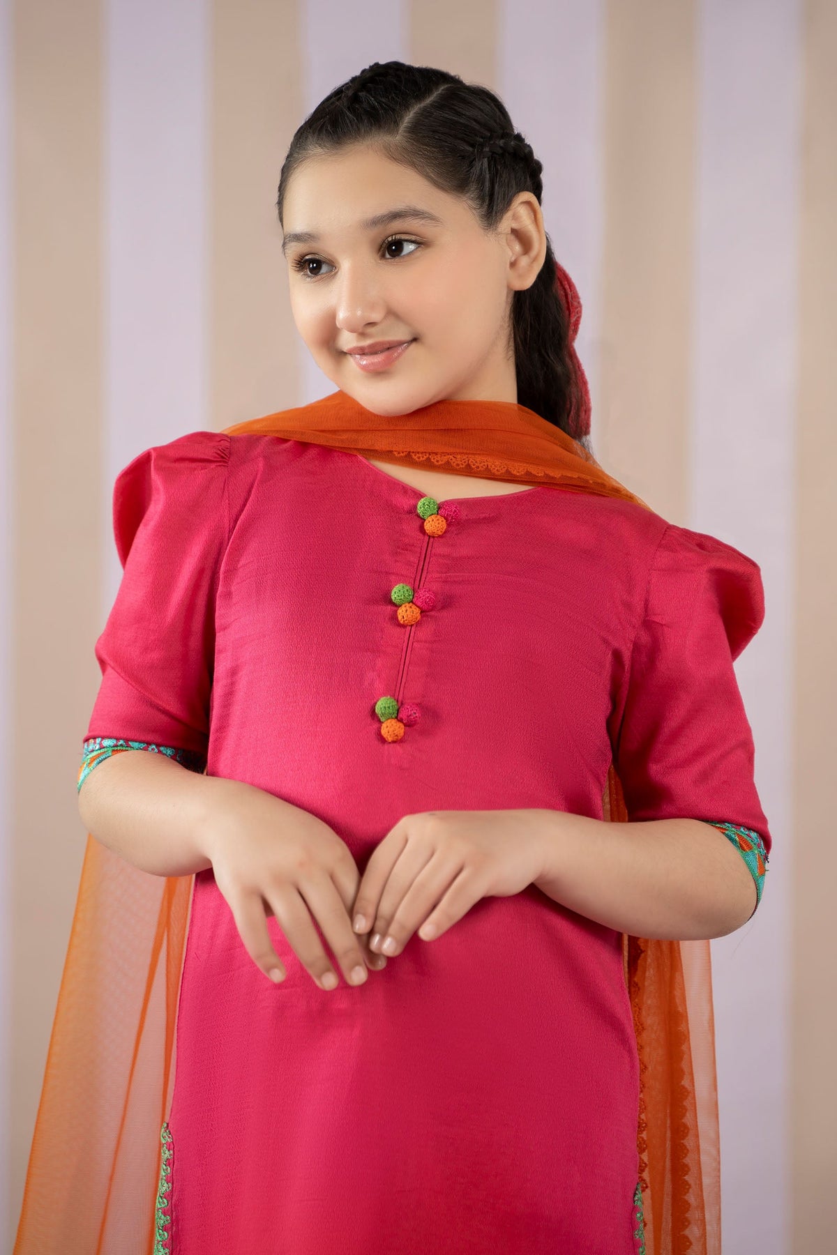3 Piece Dyed Dobby Lawn Suit - Kids Clothes - available at Maria Faisal in UK and USA