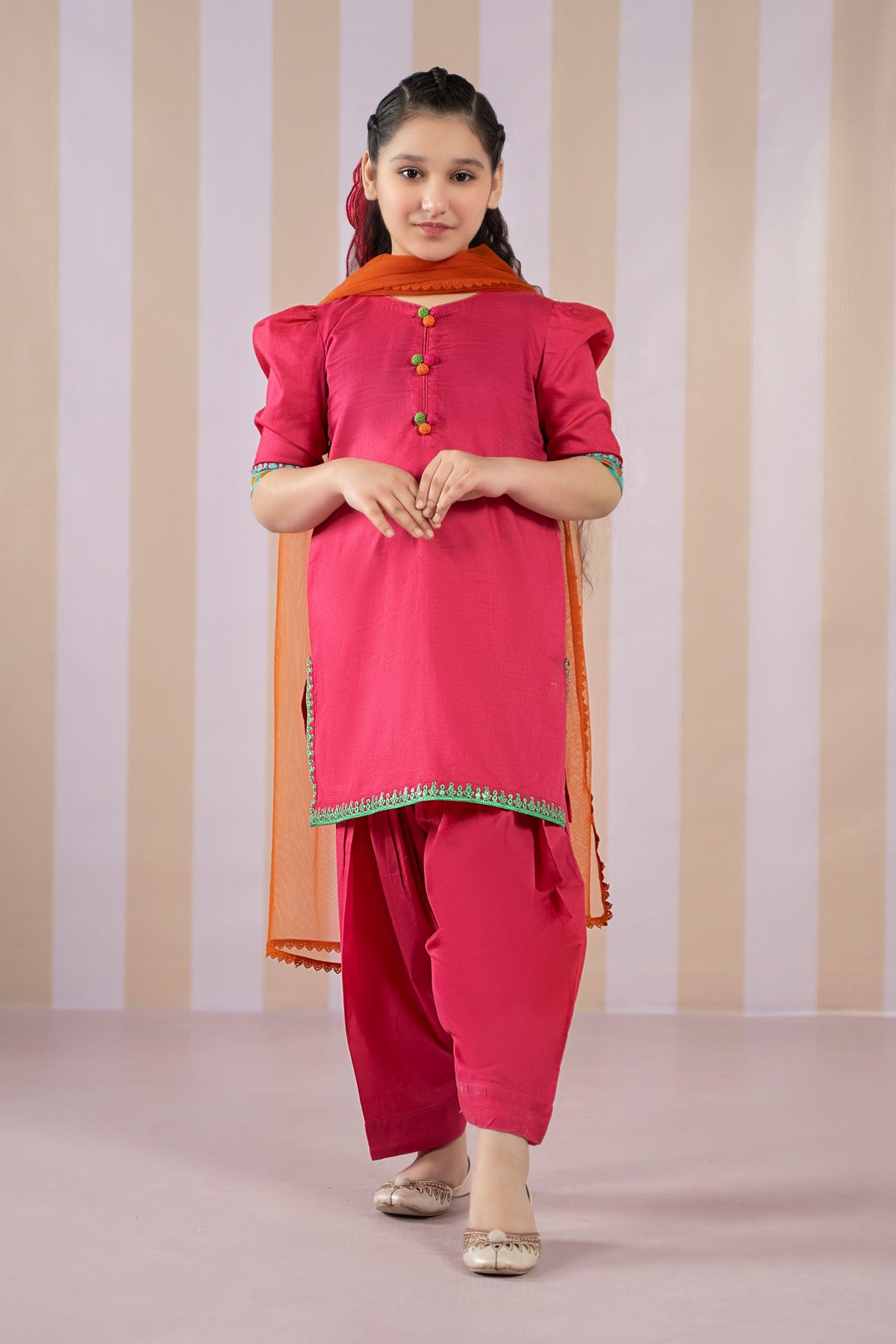 3 Piece Dyed Dobby Lawn Suit - Kids Clothes - available at Maria Faisal in UK and USA