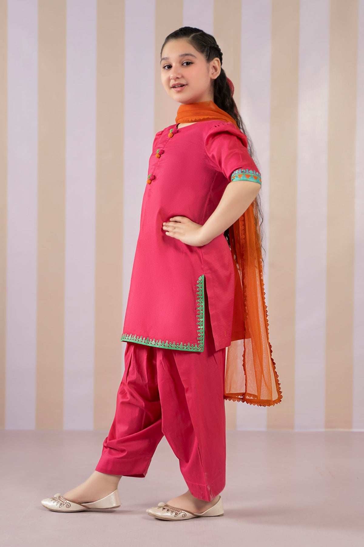 3 Piece Dyed Dobby Lawn Suit - Kids Clothes - available at Maria Faisal in UK and USA