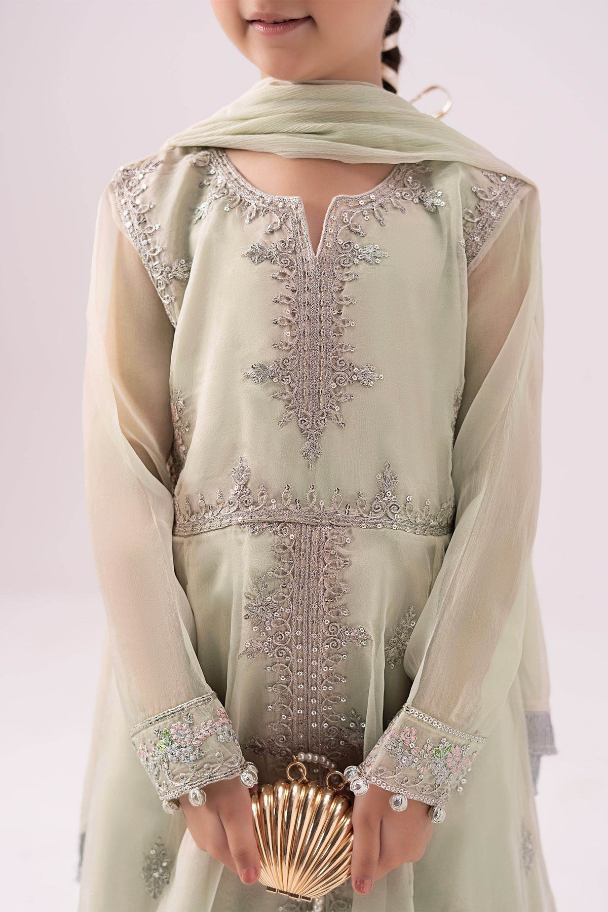 3 Piece Embroidered Organza Suit - Kids Clothing - available at Maria Faisal in UK and USA.