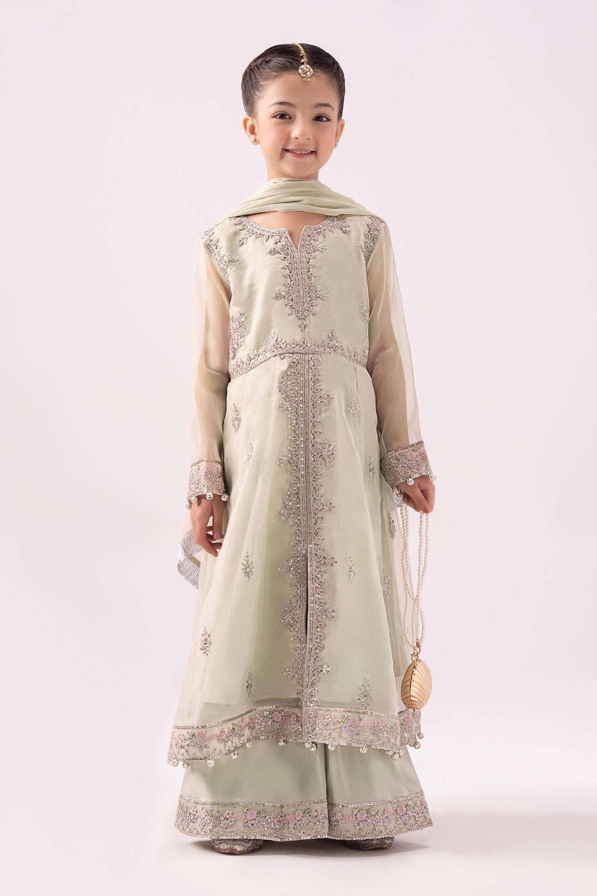 3 Piece Embroidered Organza Suit - Kids Clothing - available at Maria Faisal in UK and USA.