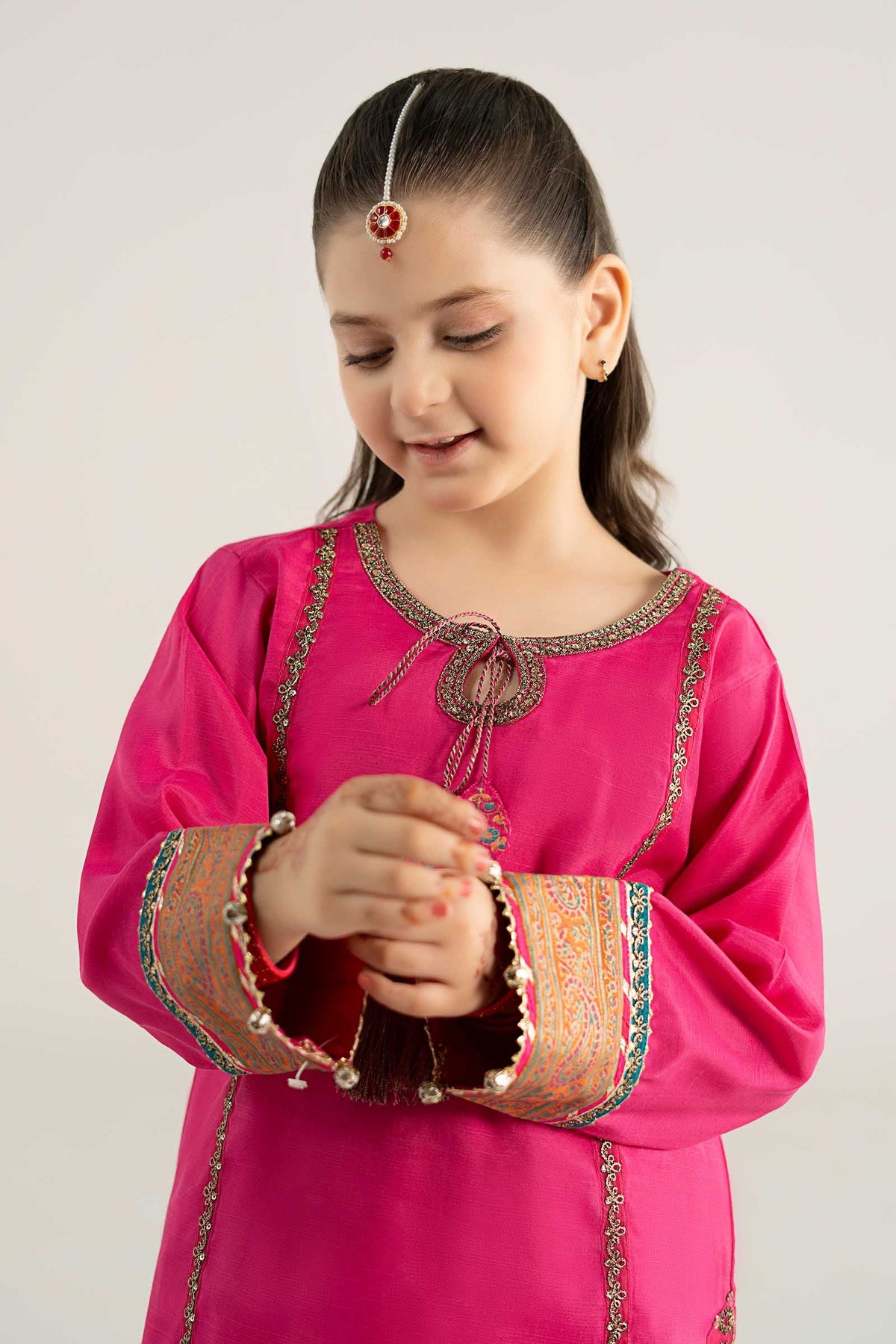 3 Piece Embroidered Raw Silk Suit - Kids Clothes - available at Maria Faisal in UK and USA