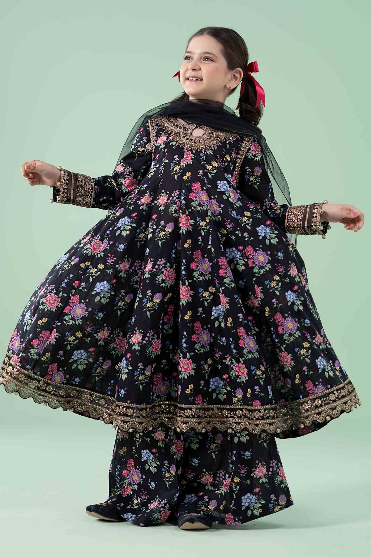 3 Piece Embroidered Lawn Suit - Kids Clothes - available at Maria Faisal in UK and USA