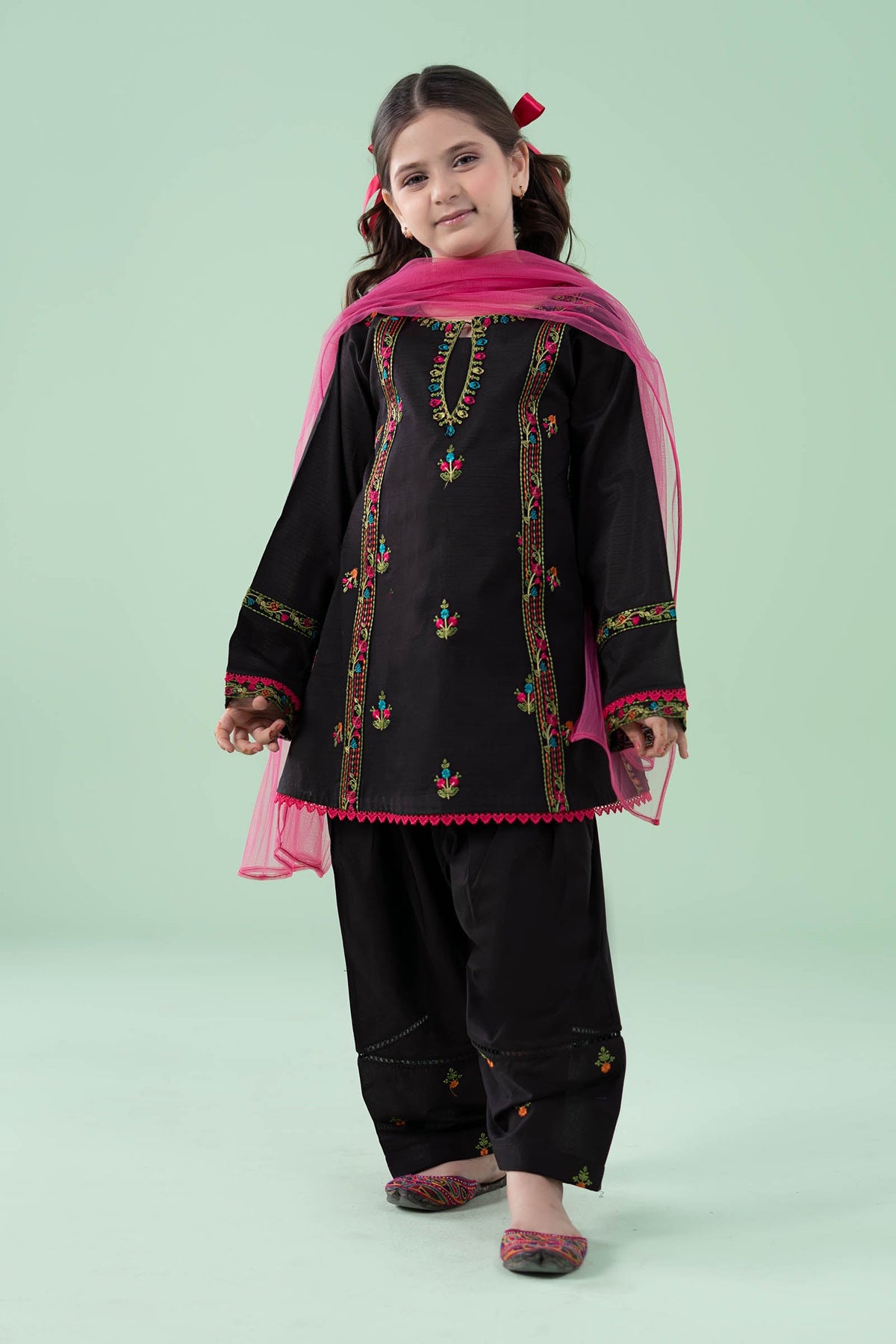 3 Piece Embroidered Dobby Suit - Kids Clothes - available at Maria Faisal in UK and USA