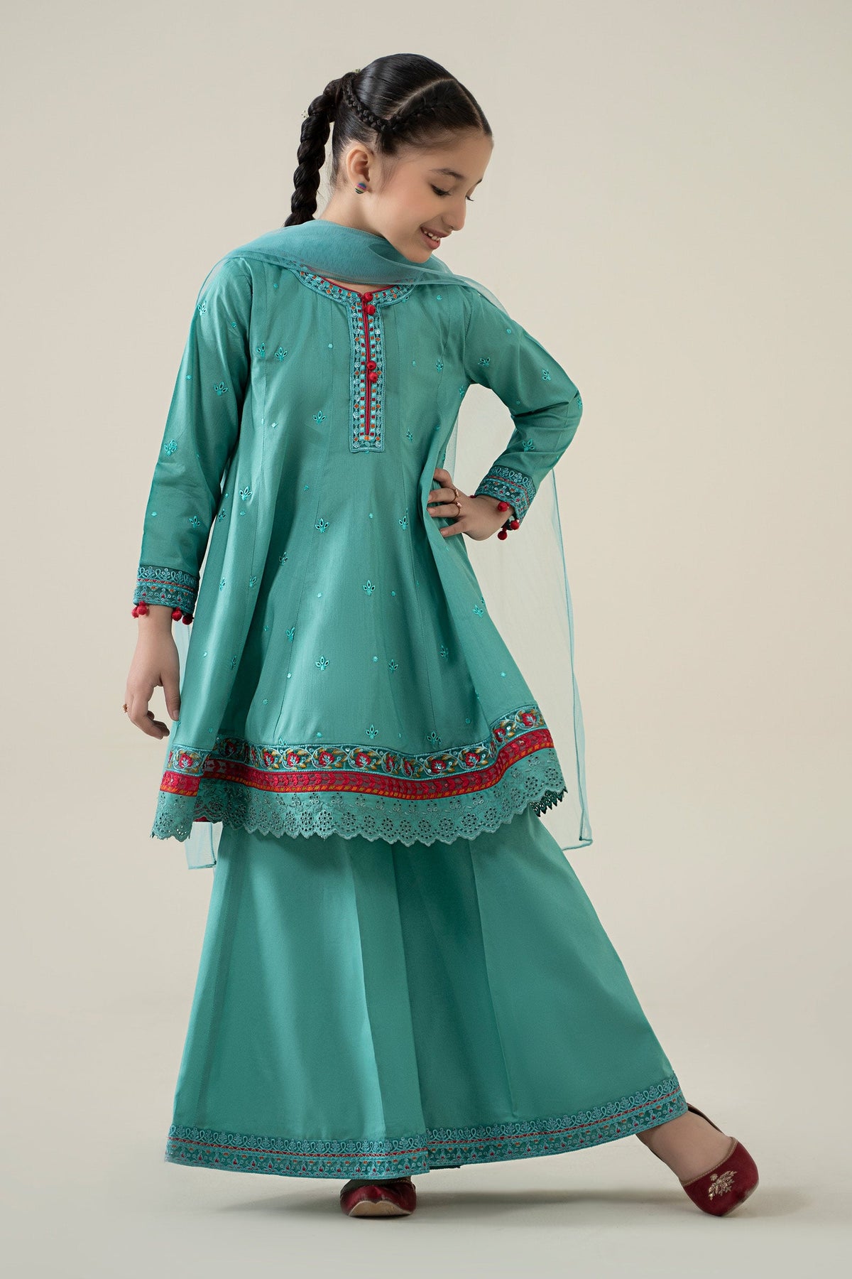 3 Piece Embroidered Lawn Suit - Kids Clothing - available at Maria Faisal in UK and USA.
