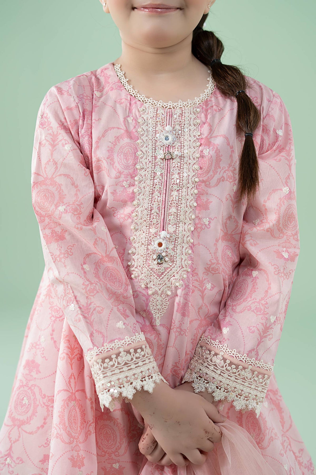 3 Piece Embroidered Lawn Suit - Kids Clothes - available at Maria Faisal in UK and USA