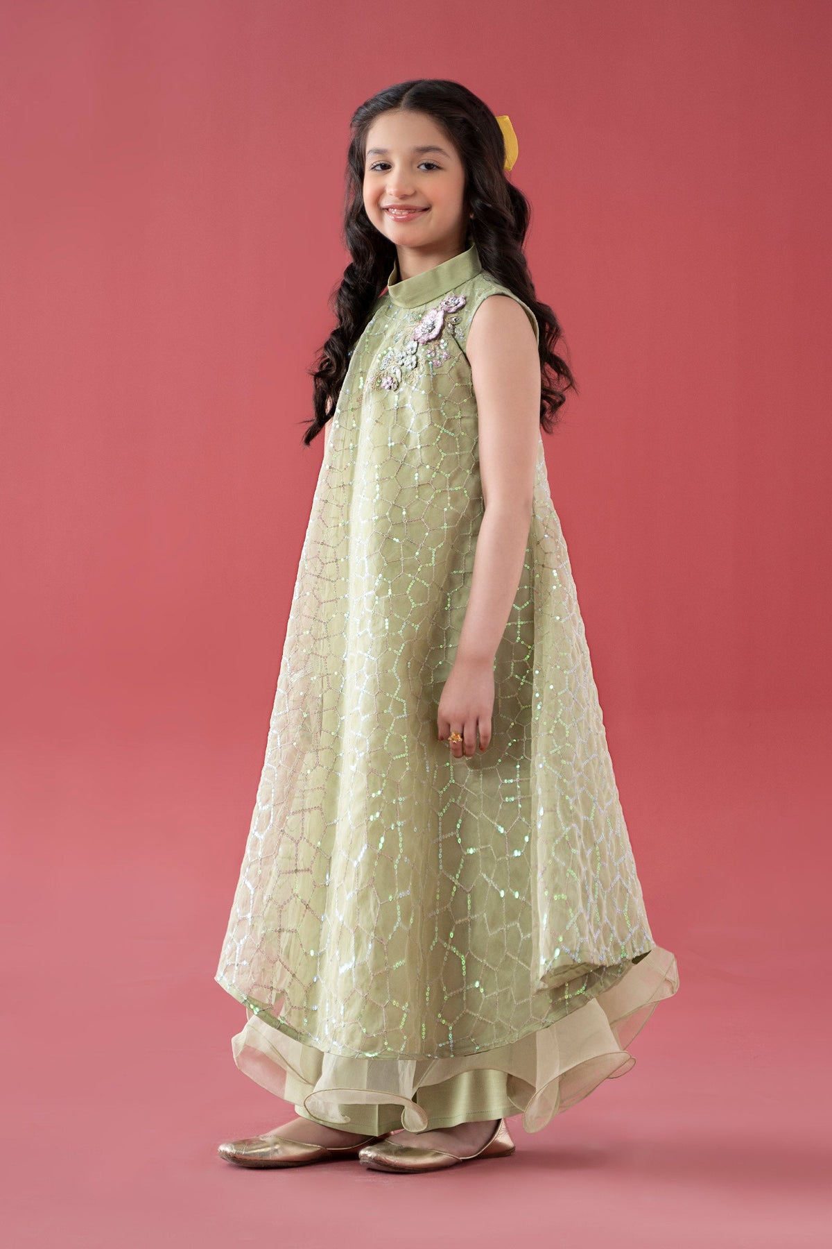 3 Piece Embroidered Poly Organza Suit - Kids Clothes - available at Maria Faisal in UK and USA