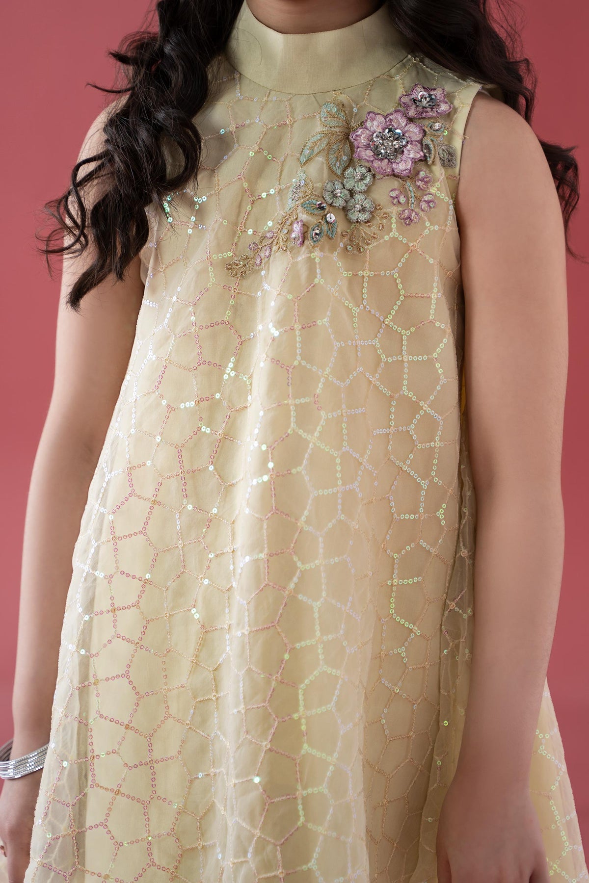 3 Piece Embroidered Poly Organza Suit - Kids Clothes - available at Maria Faisal in UK and USA