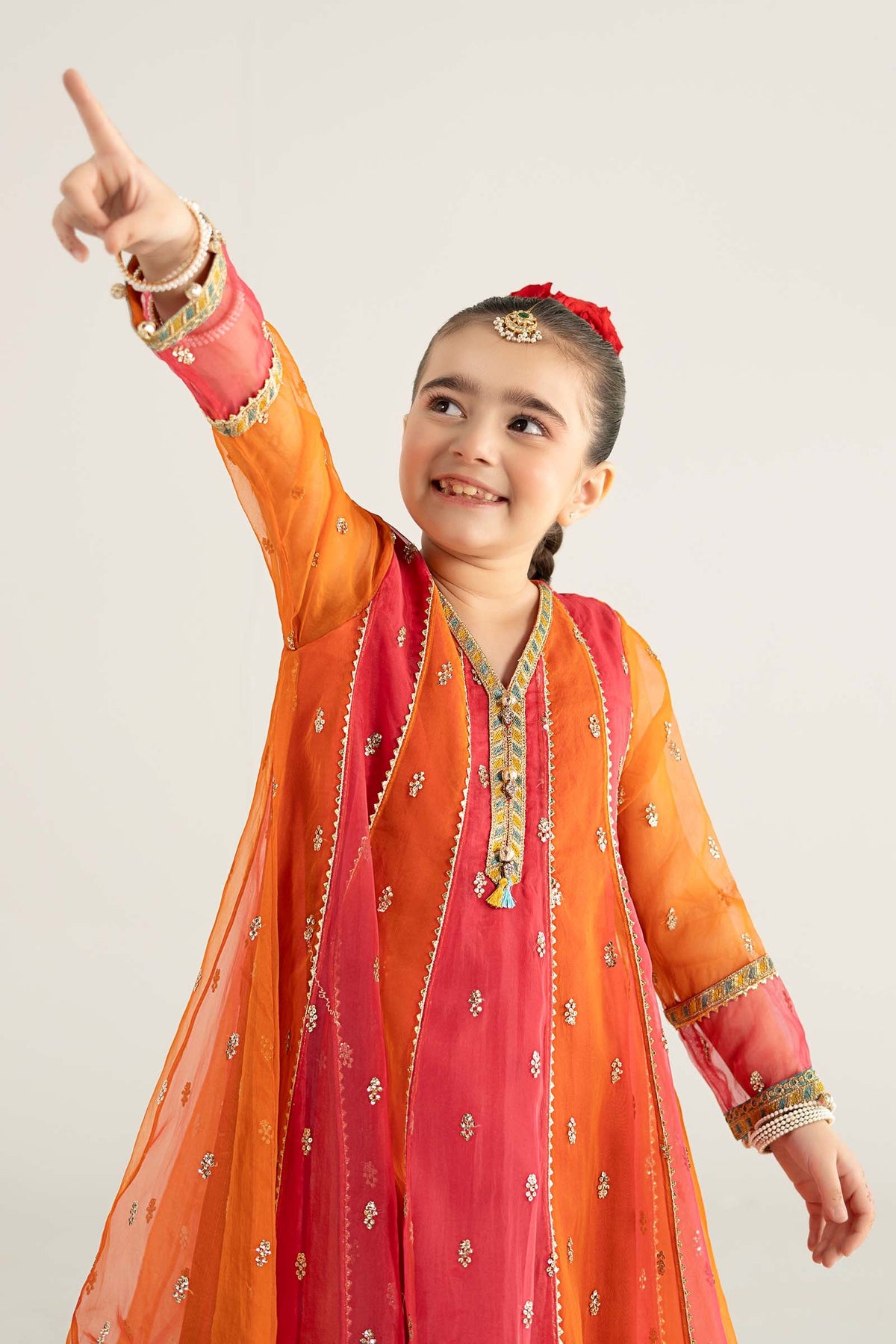 3 Piece Embroidered Poly Organza Suit - Kids Clothes - available at Maria Faisal in UK and USA