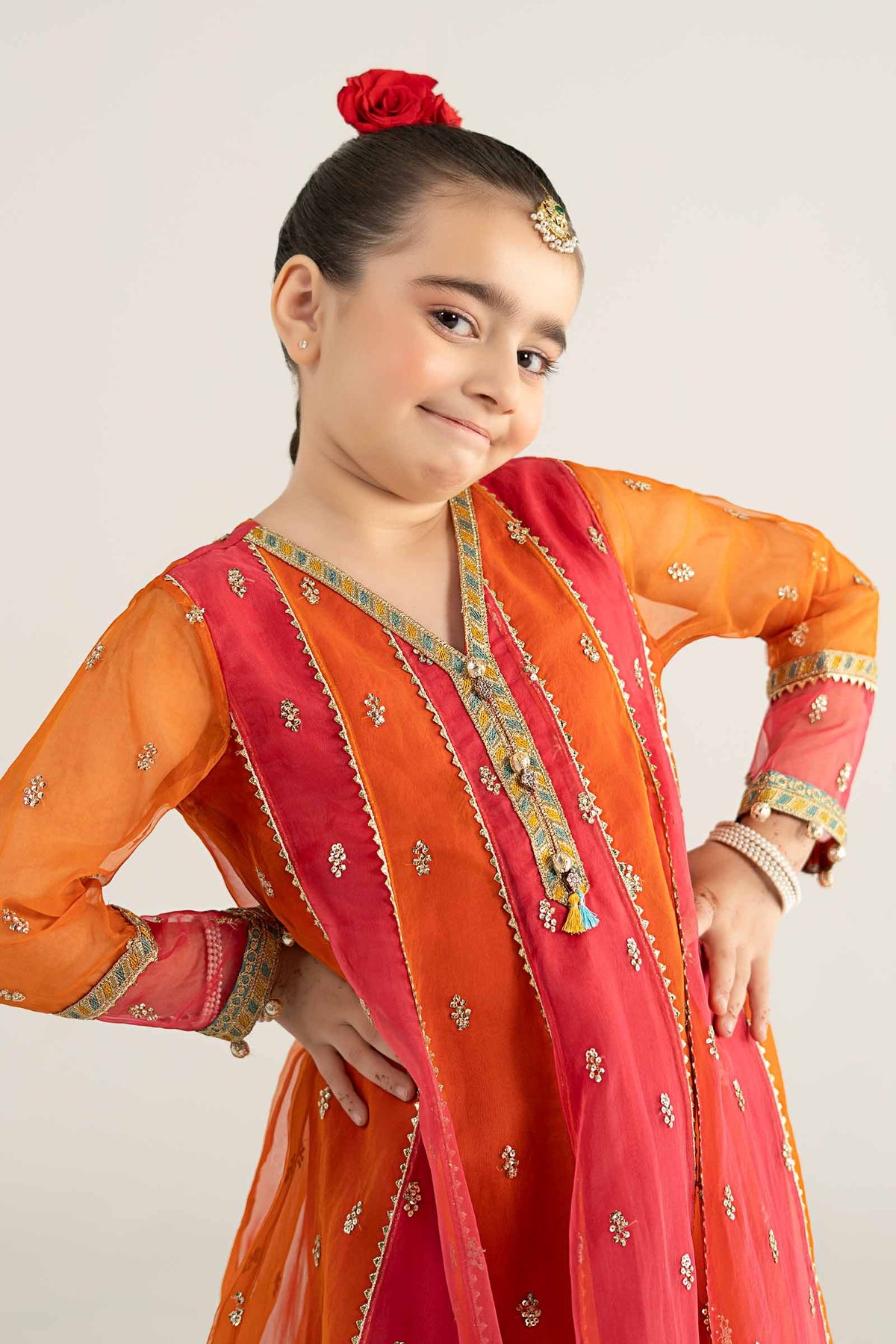3 Piece Embroidered Poly Organza Suit - Kids Clothes - available at Maria Faisal in UK and USA