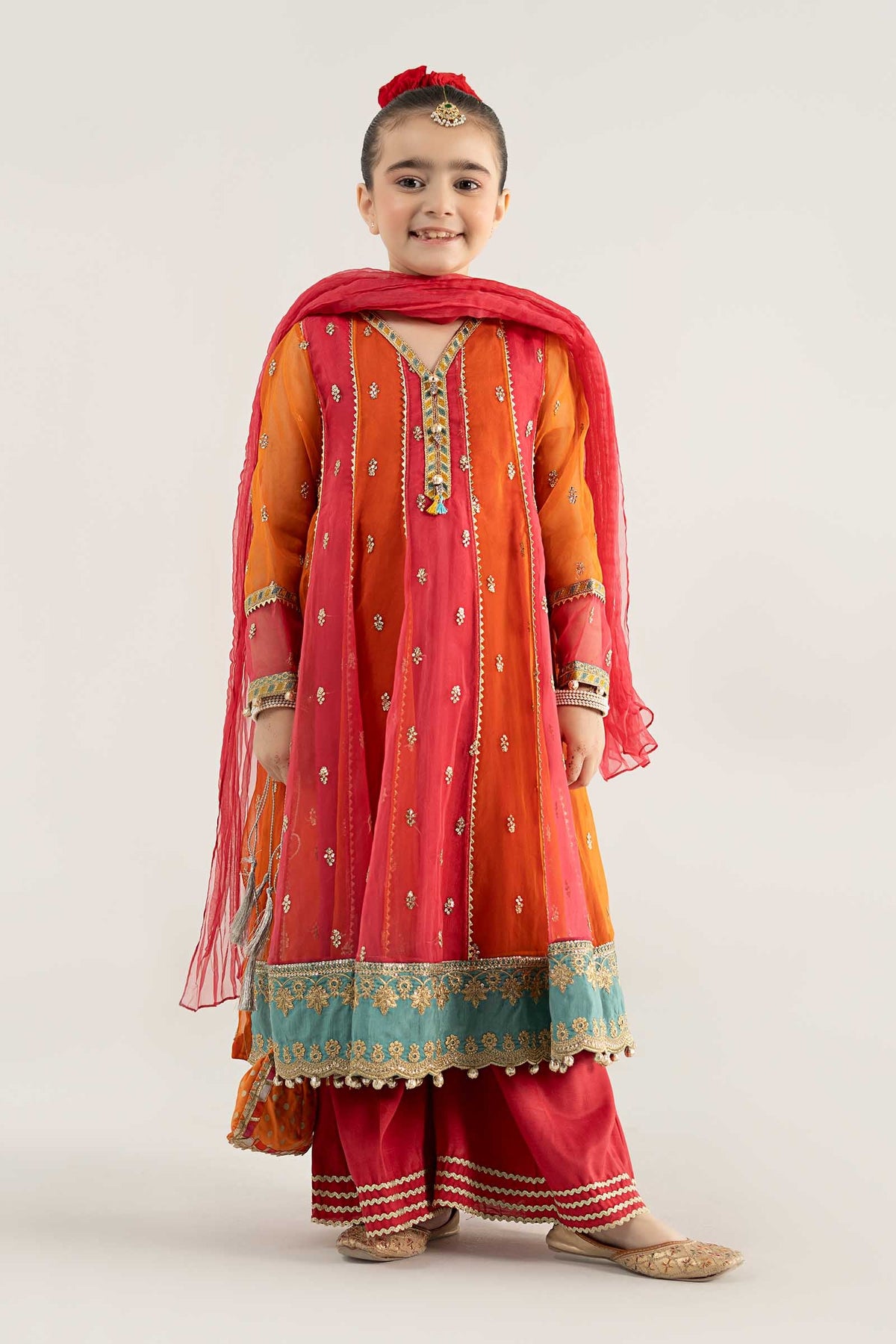 3 Piece Embroidered Poly Organza Suit - Kids Clothes - available at Maria Faisal in UK and USA