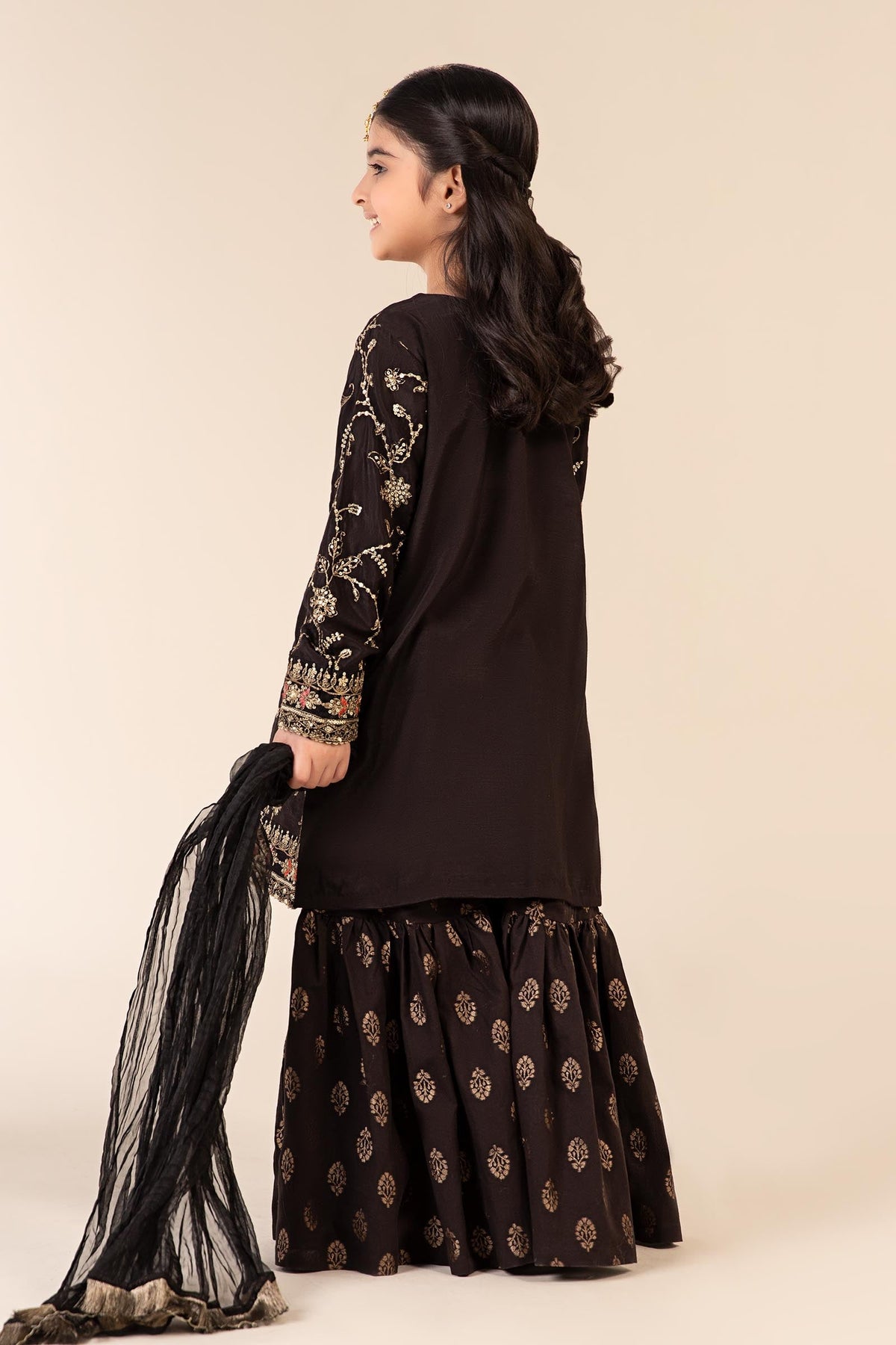 3 Piece Embroidered Raw Silk Suit - Kids Clothes - available at Maria Faisal in UK and USA