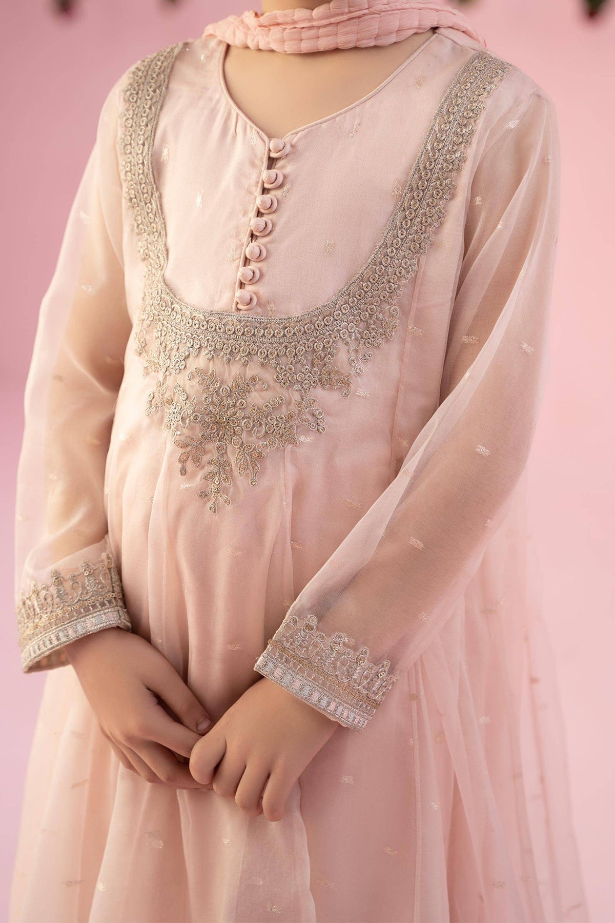 Maria B | 3 Piece Embroidered Organza Suit | MKS-EF24-19 by Maria Faisal - Registered Vendor of : Maria B - type : Kids Clothes - 100% original wedding dresses
