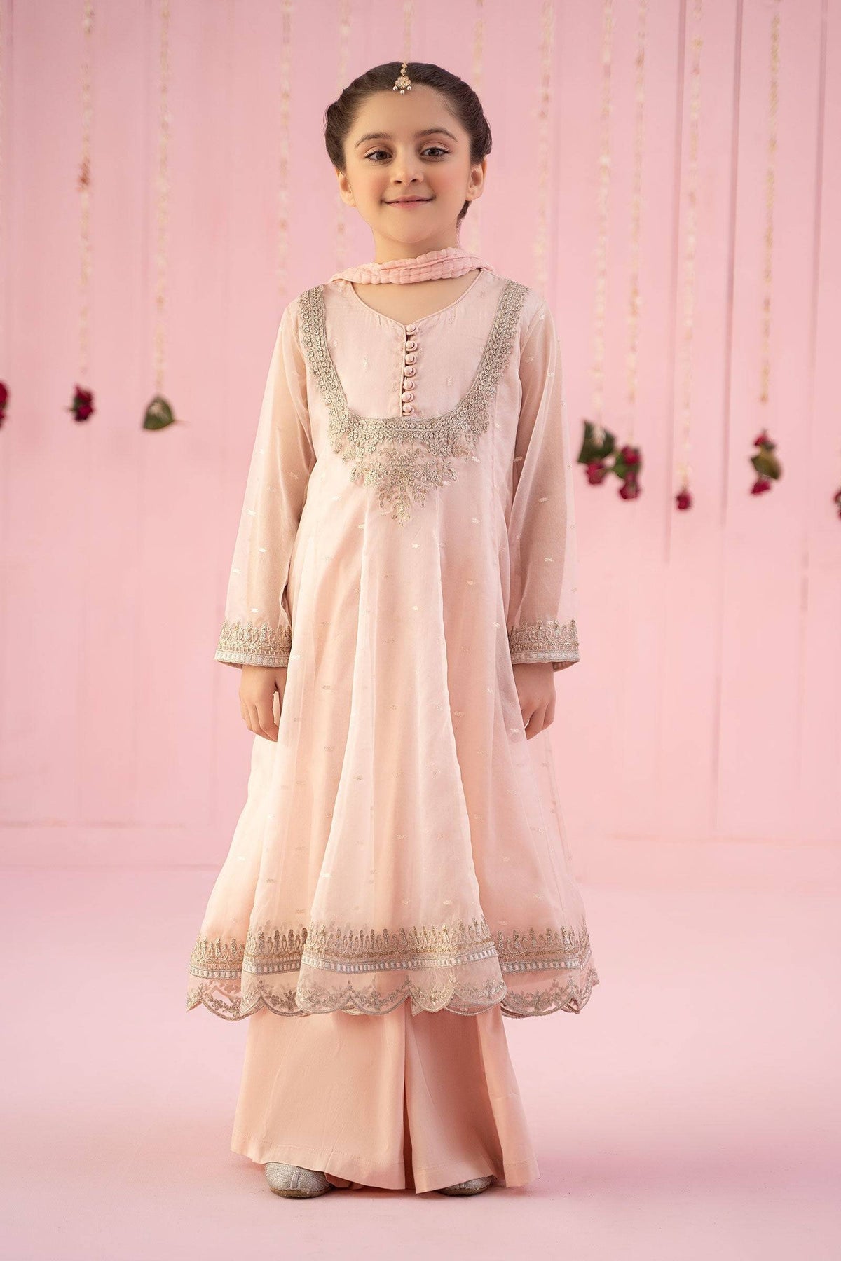 Maria B | 3 Piece Embroidered Organza Suit | MKS-EF24-19 by Maria Faisal - Registered Vendor of : Maria B - type : Kids Clothes - 100% original wedding dresses