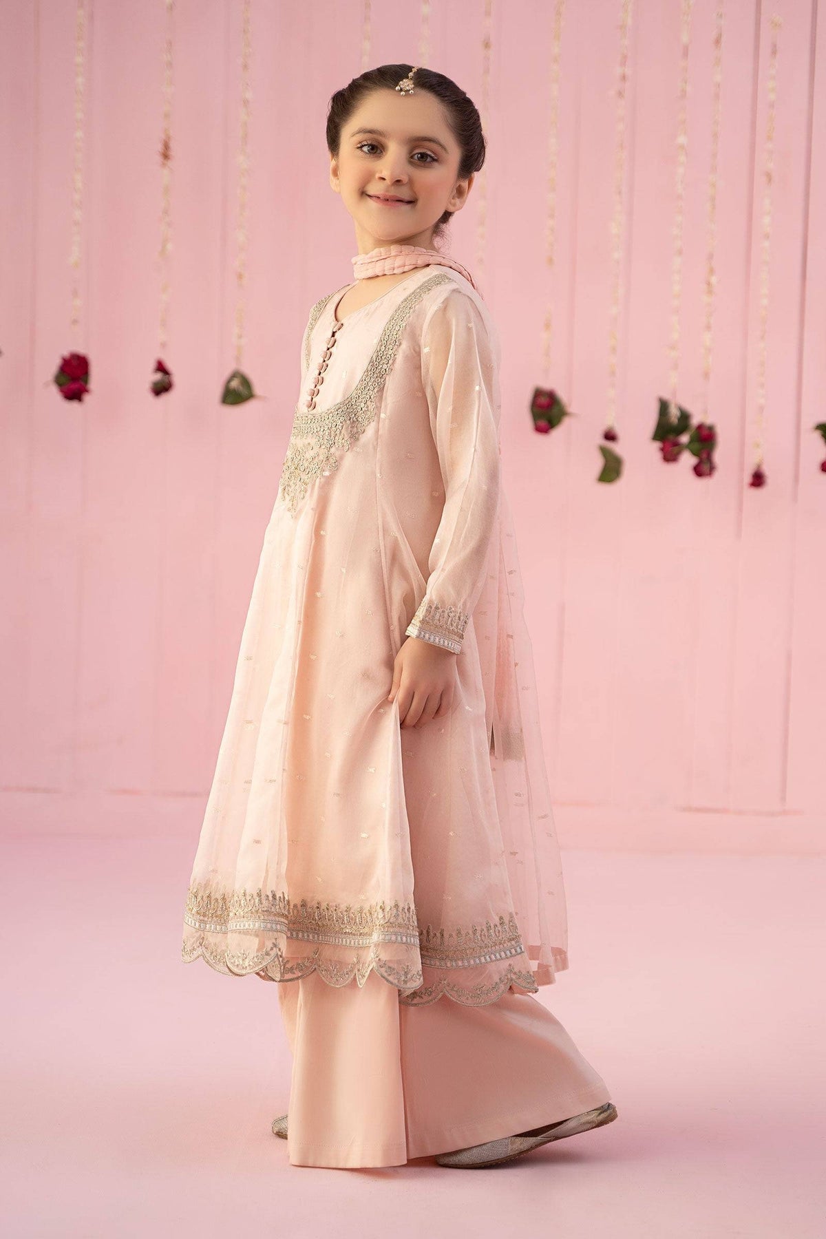 Maria B | 3 Piece Embroidered Organza Suit | MKS-EF24-19 by Maria Faisal - Registered Vendor of : Maria B - type : Kids Clothes - 100% original wedding dresses