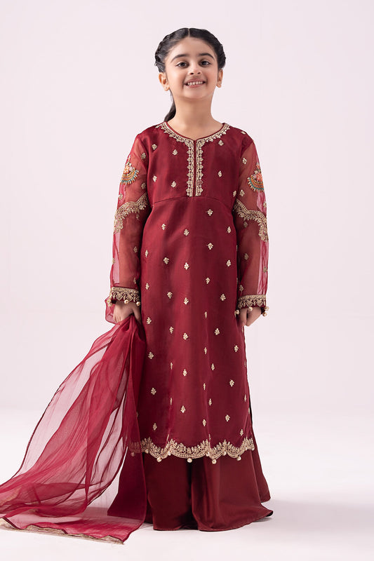 3 PIECE EMBROIDERED ORGANZA SUIT - Kids Clothes - available at Maria Faisal in UK and USA