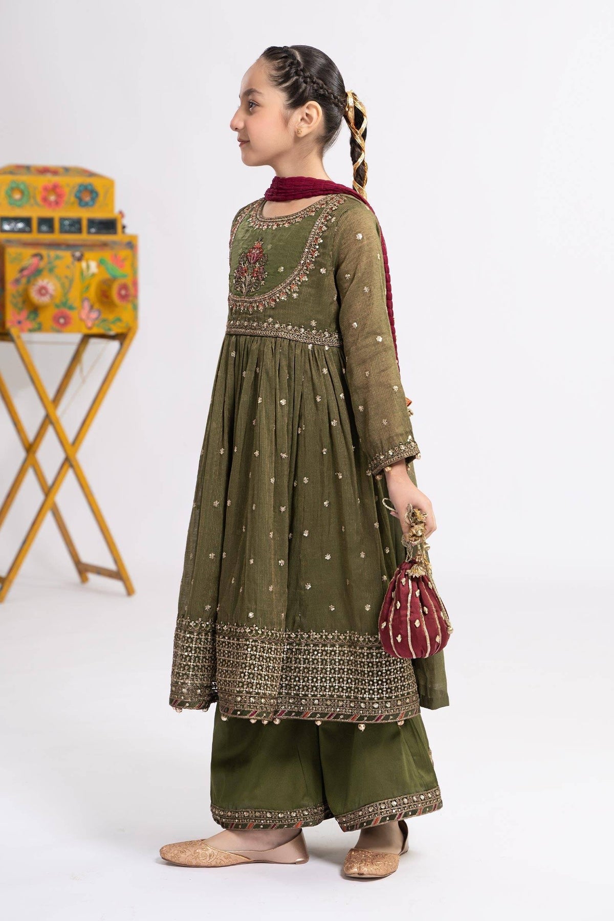 Maria B | 3 Piece Embroidered Zari Lawn Suit | MKS-EF24-33 by Maria Faisal - Registered Vendor of : Maria B - type : Kids Clothes - 100% original wedding dresses