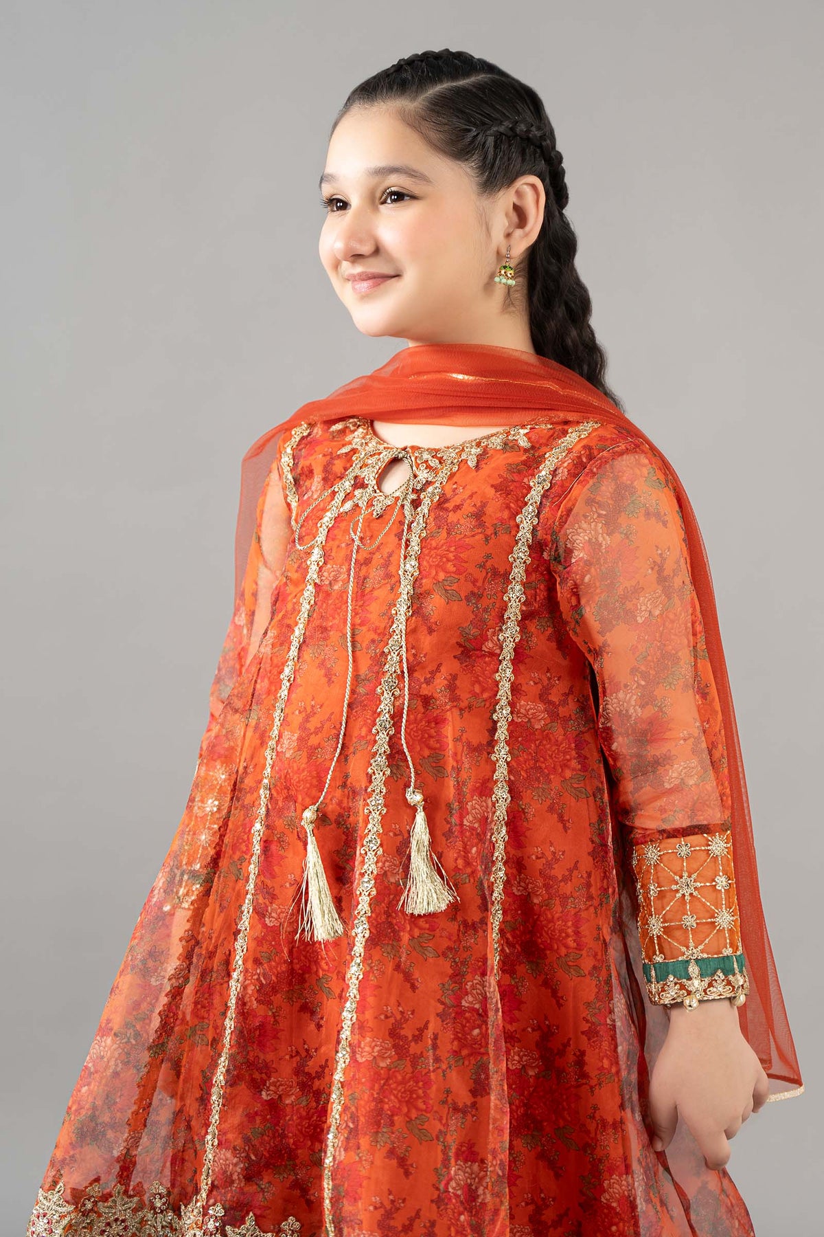 3 Piece Embroidered Poly Organza Suit - Kids Clothes - available at Maria Faisal in UK and USA
