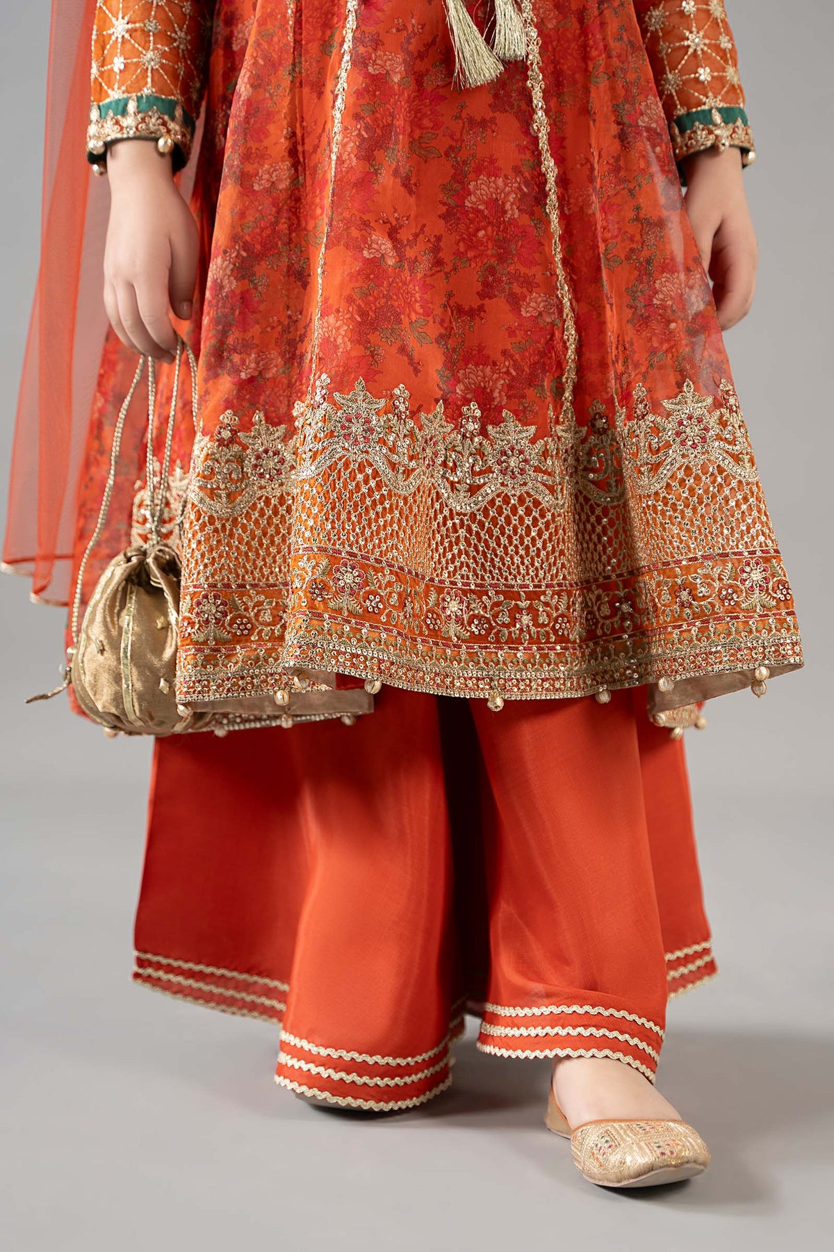 3 Piece Embroidered Poly Organza Suit - Kids Clothes - available at Maria Faisal in UK and USA