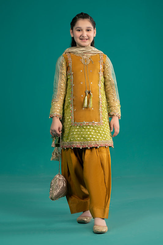3 Piece Embroidered Organza Suit - Kids Clothes - available at Maria Faisal in UK and USA