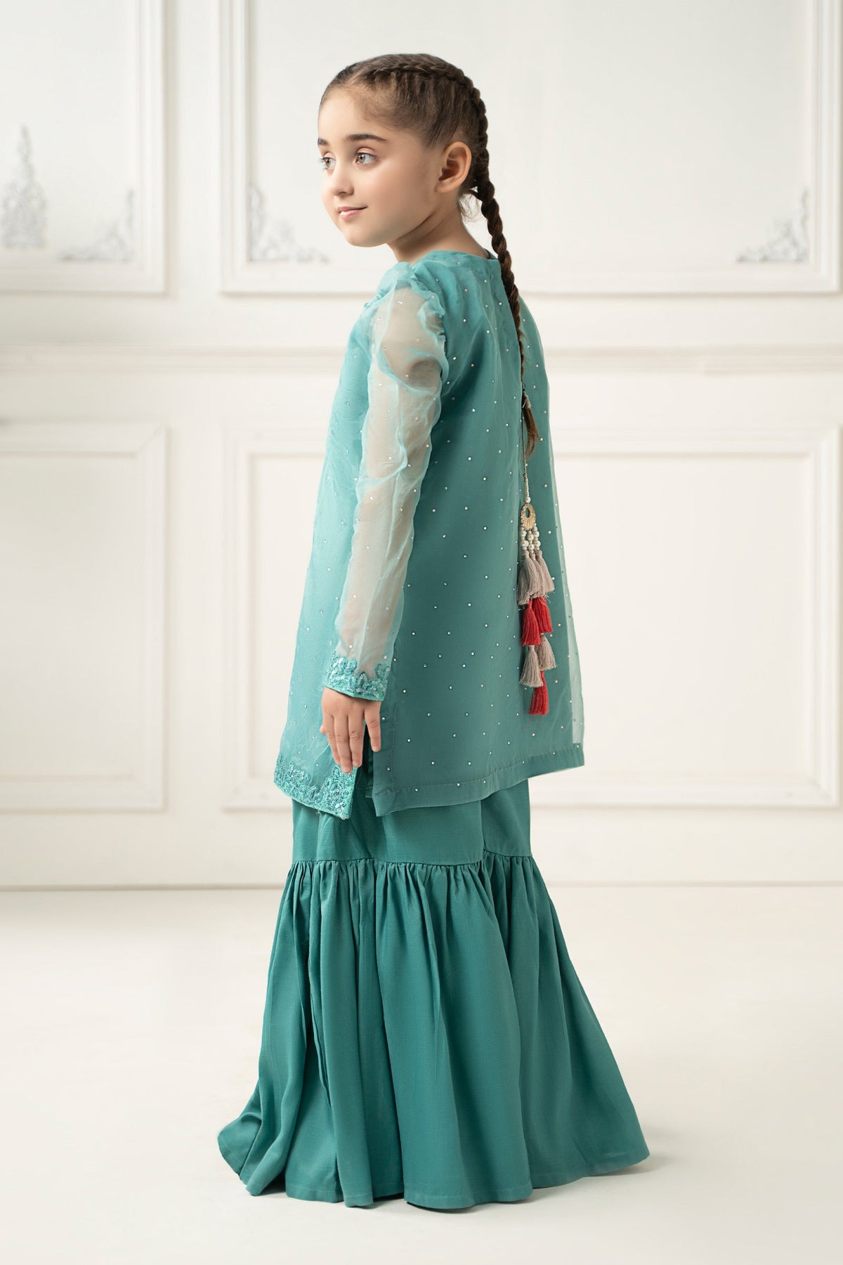 3 Piece Dyed Organza Suit - Kids Clothing - available at Maria Faisal in UK and USA.