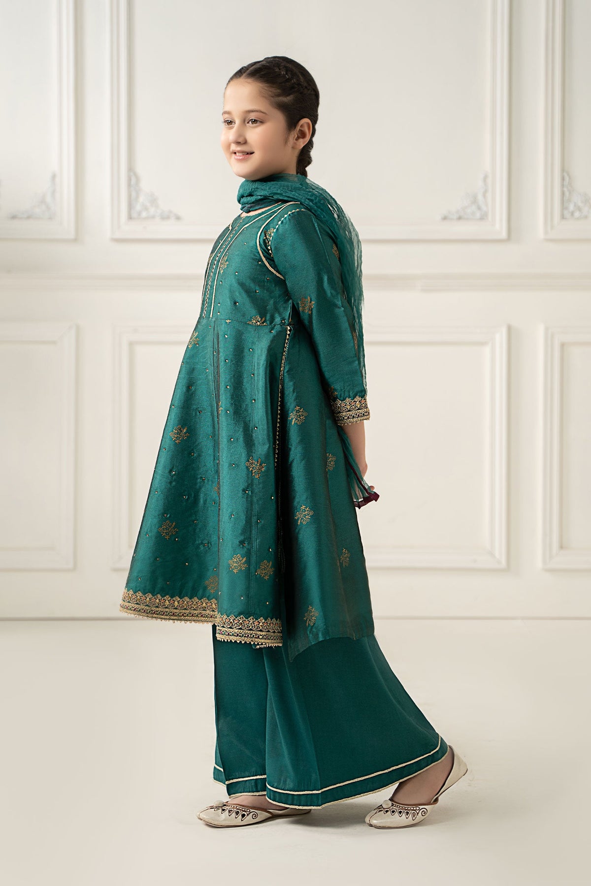 3 Piece Embroidered Polyester Net Suit - Kids Clothes - available at Maria Faisal in UK and USA