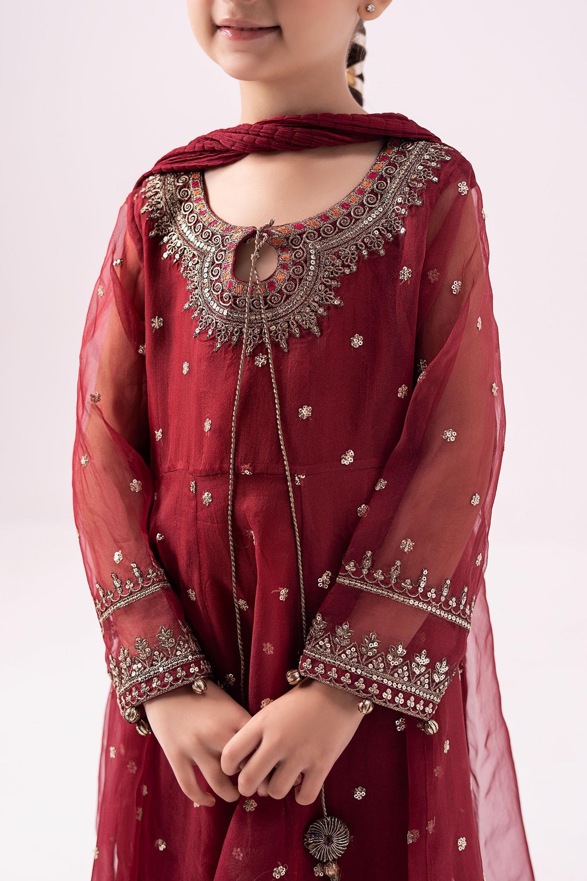 3 Piece Embroidered Organza Suit - Kids Clothes - available at Maria Faisal in UK and USA