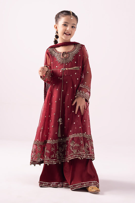 3 Piece Embroidered Organza Suit - Kids Clothes - available at Maria Faisal in UK and USA