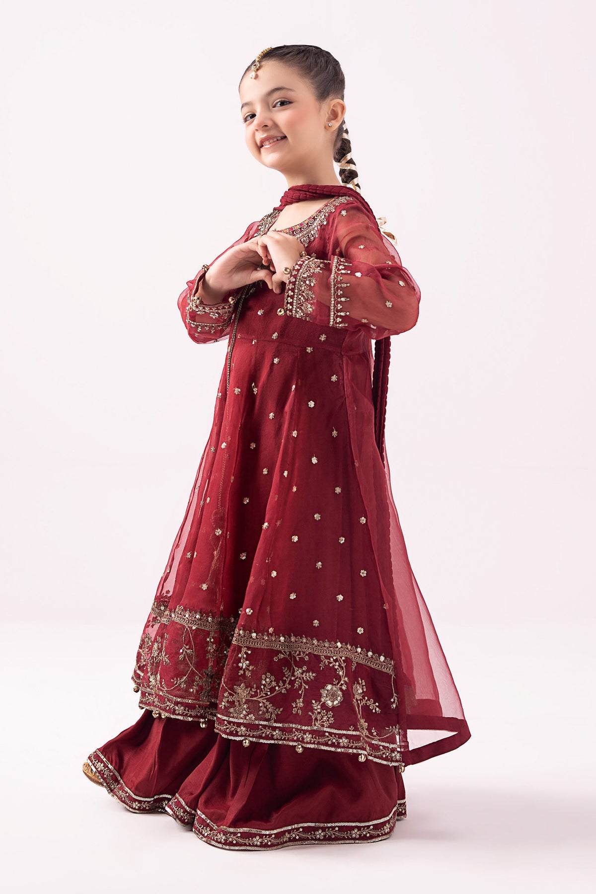 3 Piece Embroidered Organza Suit - Kids Clothes - available at Maria Faisal in UK and USA