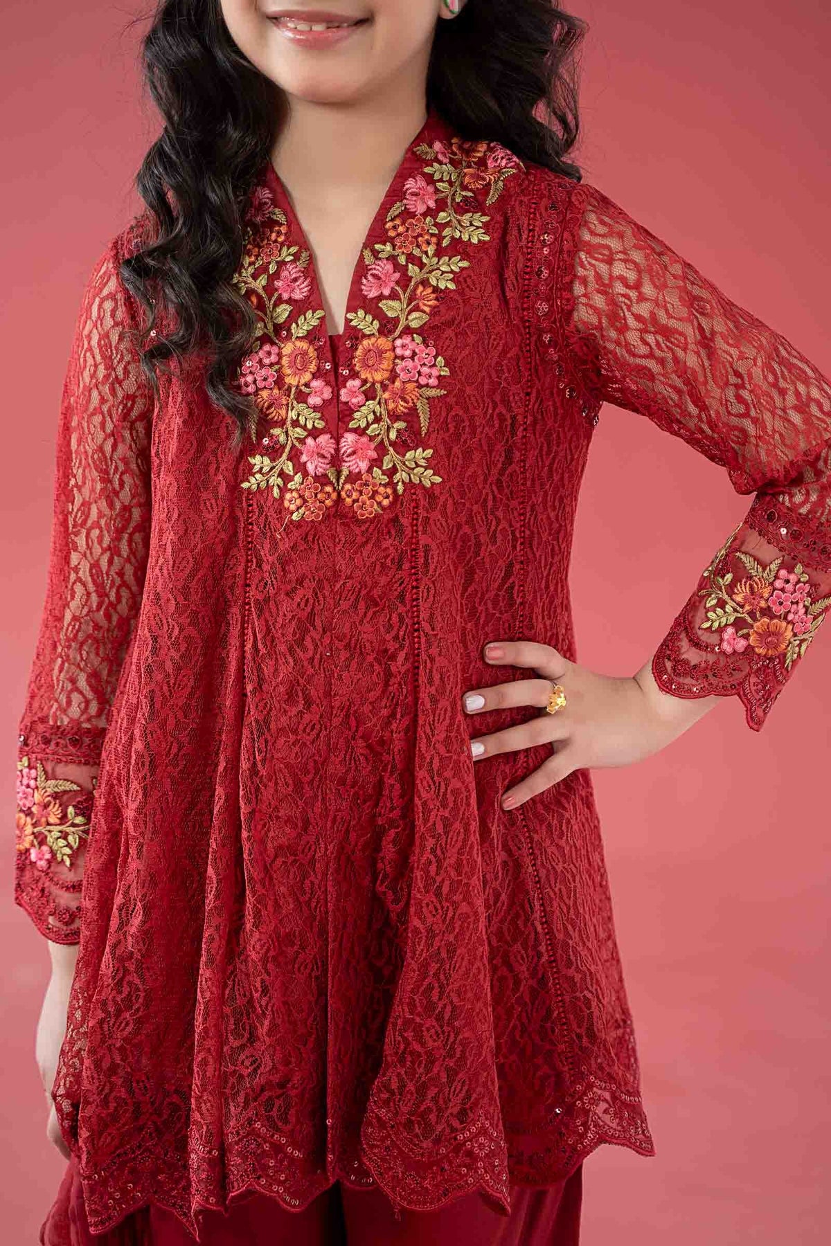 3 Piece Embroidered Chantelle Suit - Kids Clothes - available at Maria Faisal in UK and USA