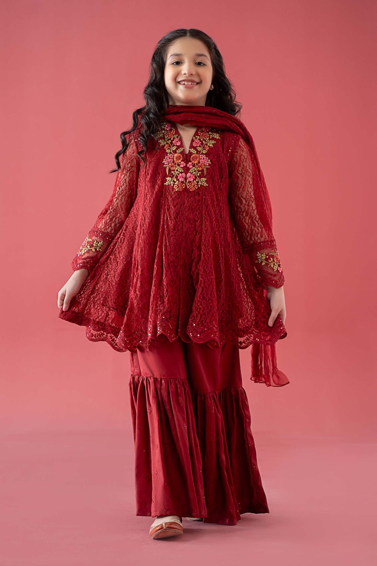 3 Piece Embroidered Chantelle Suit - Kids Clothes - available at Maria Faisal in UK and USA
