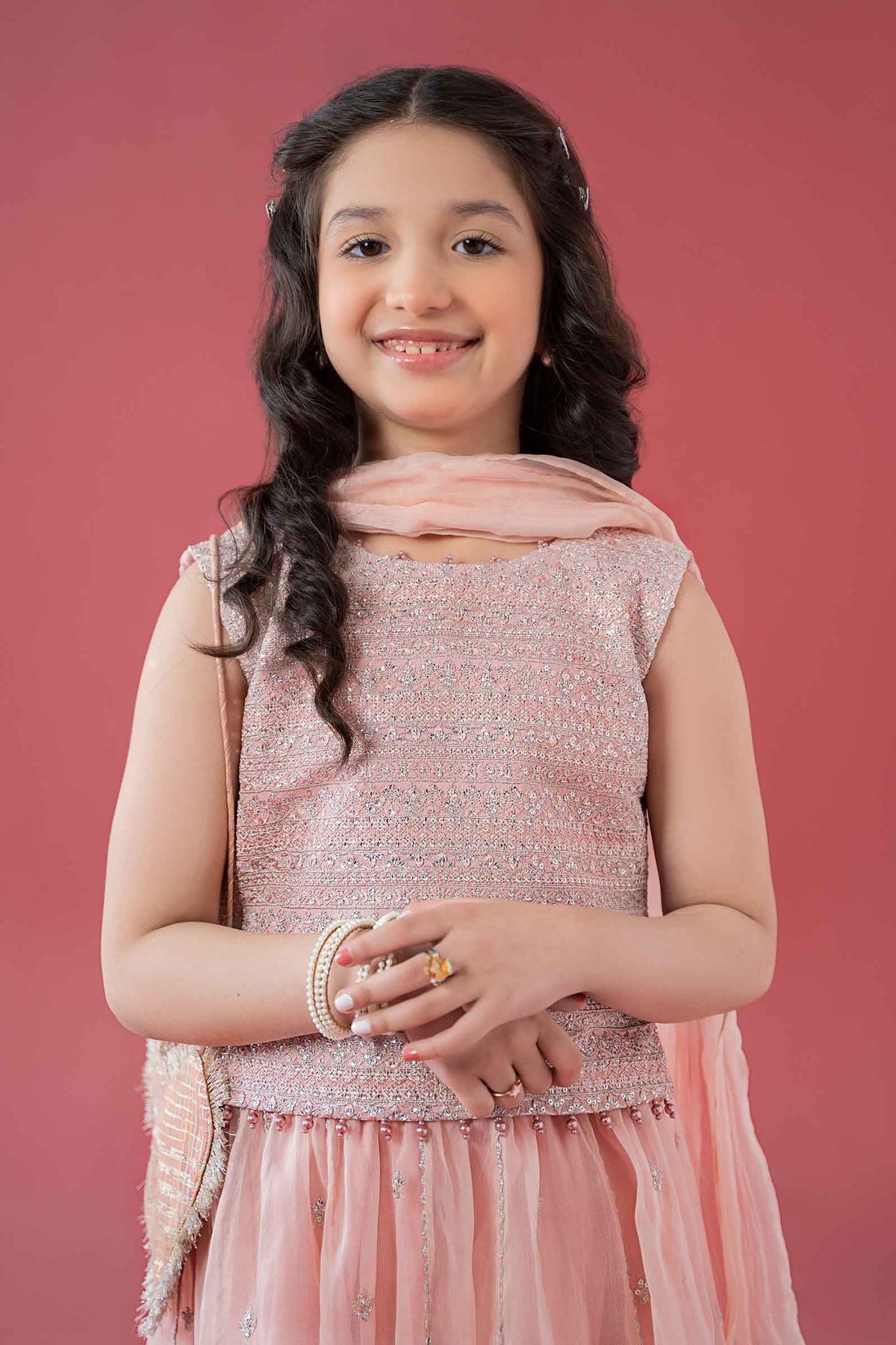 3 Piece Embroidered Raw Silk Suit - Kids Clothes - available at Maria Faisal in UK and USA