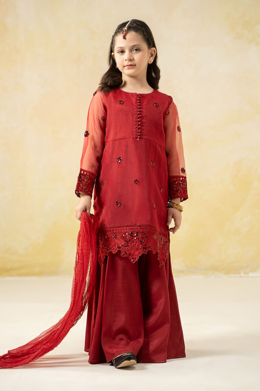 3 Piece Embroidered Organza Suit - Kids Clothes - available at Maria Faisal in UK and USA