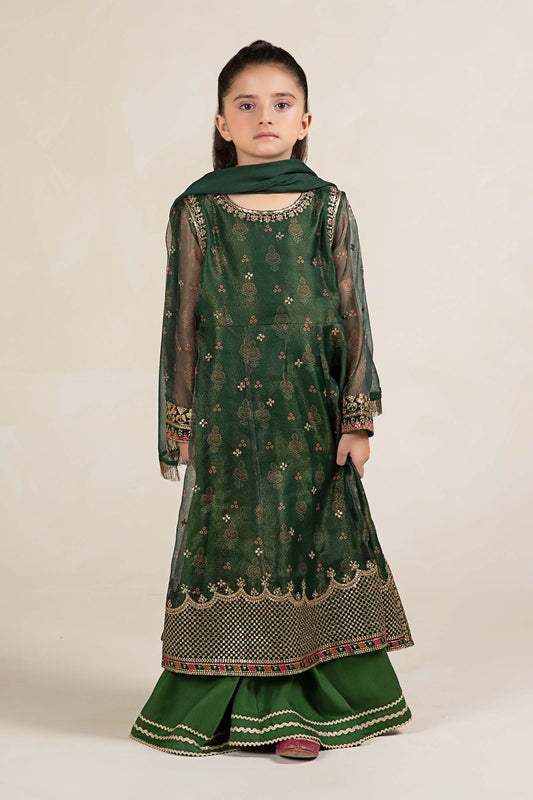 Maria B | 3 Piece Embroidered Cotton Net Suit | MKS-W24-01 by Maria Faisal - Registered Vendor of : Maria B - type : Kids Clothes - 100% original wedding dresses
