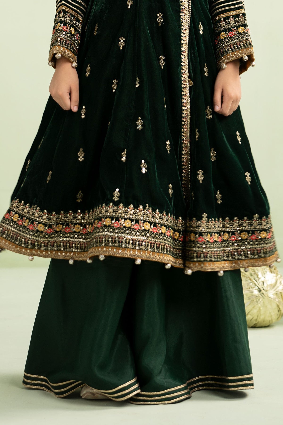 3 Piece Embroidered Velvet Suit - Kids Clothing - available at Maria Faisal in UK and USA.