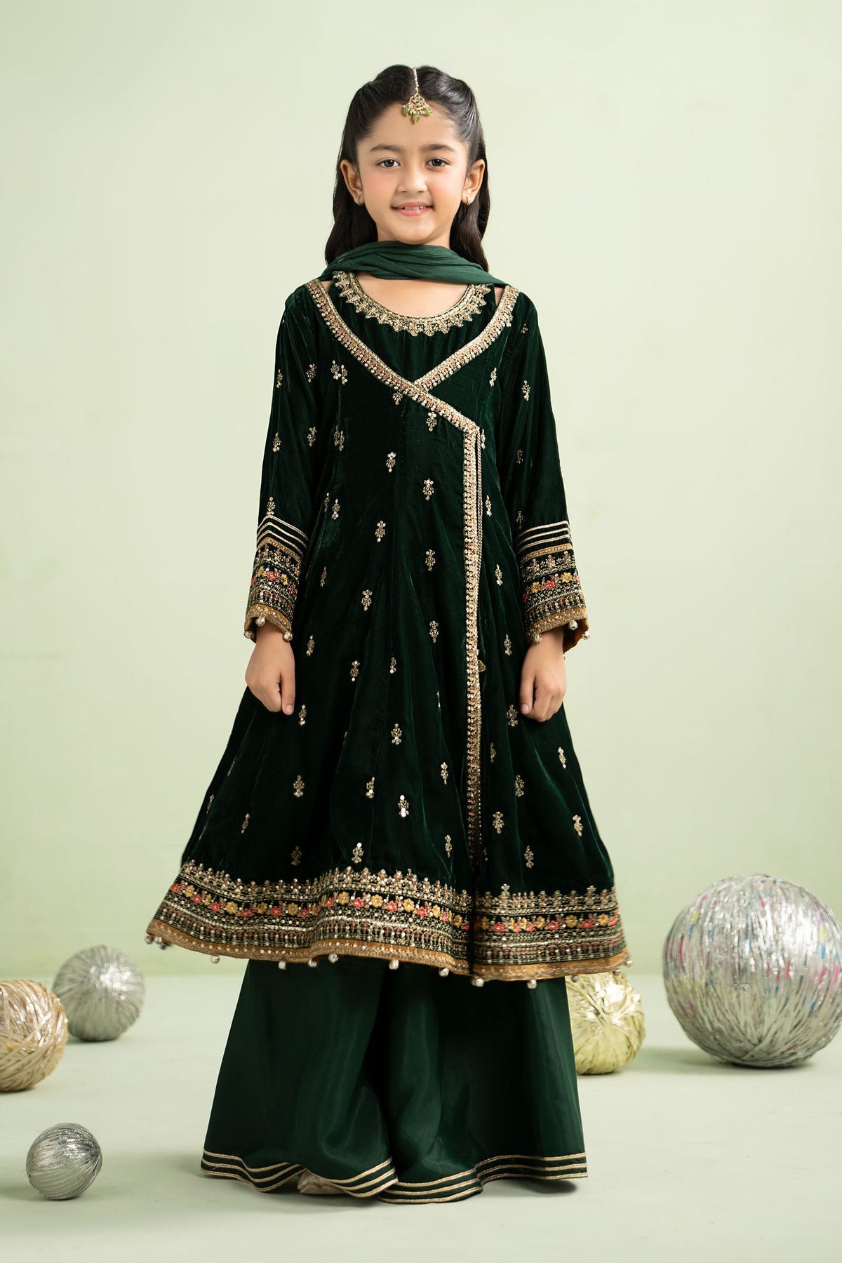 3 Piece Embroidered Velvet Suit - Kids Clothing - available at Maria Faisal in UK and USA.