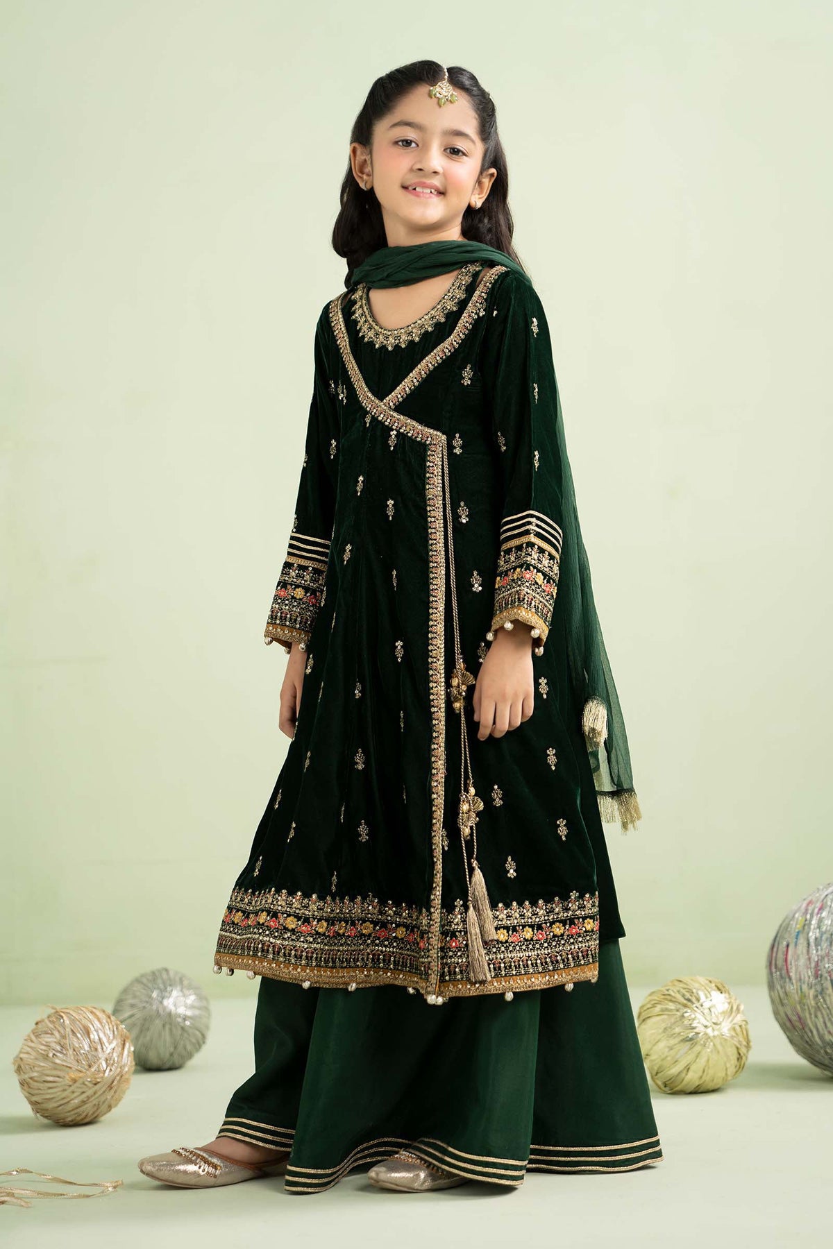 3 Piece Embroidered Velvet Suit - Kids Clothing - available at Maria Faisal in UK and USA.