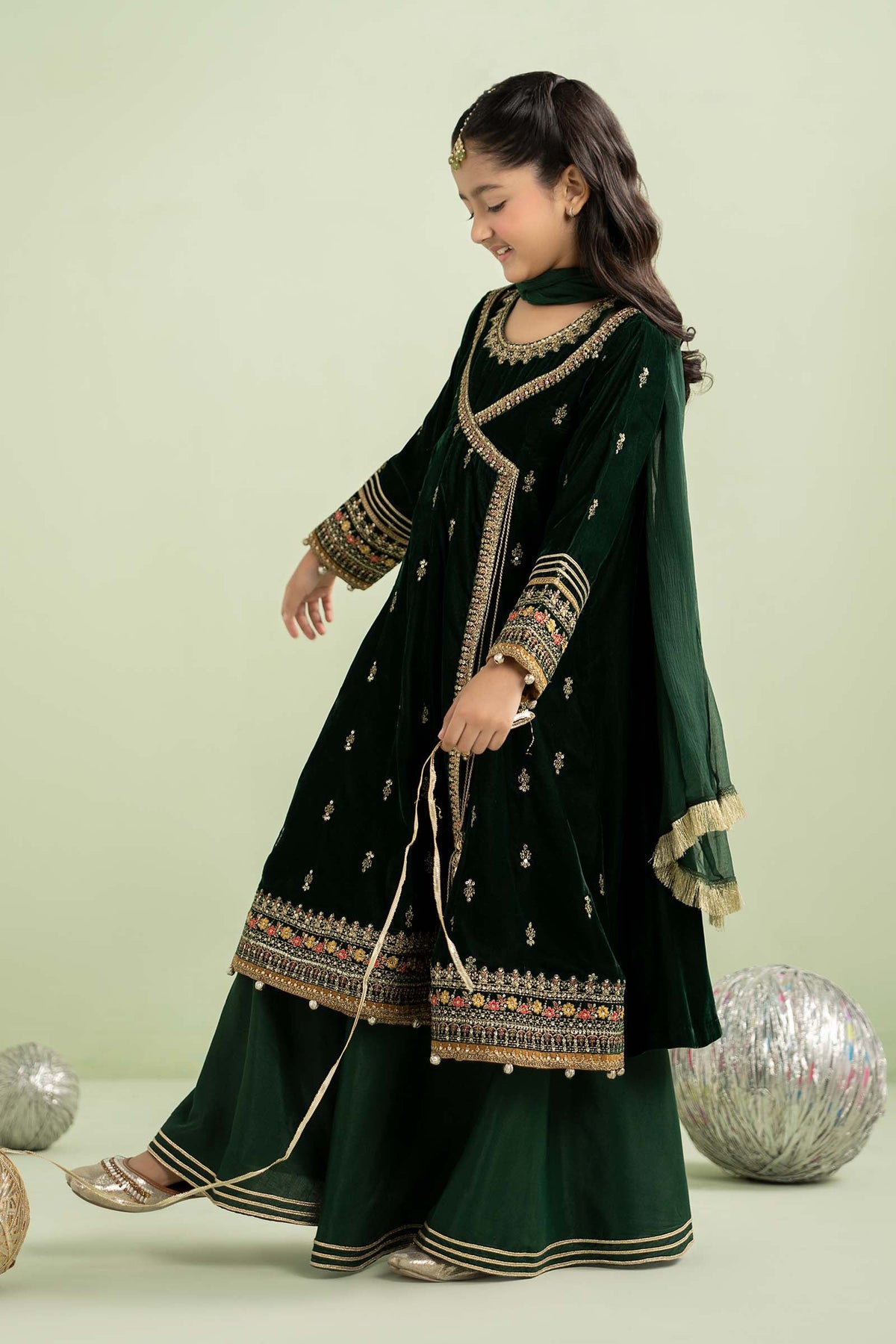 3 Piece Embroidered Velvet Suit - Kids Clothing - available at Maria Faisal in UK and USA.