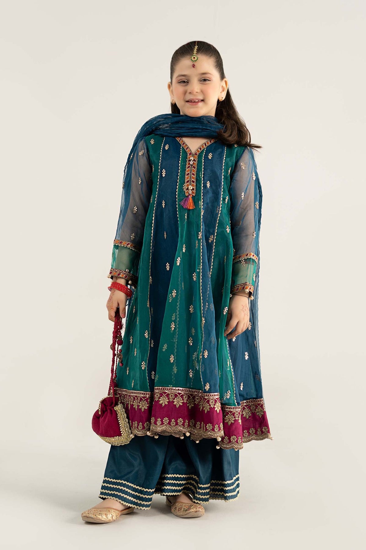 3 Piece Embroidered Poly Organza Suit - Kids Clothes - available at Maria Faisal in UK and USA