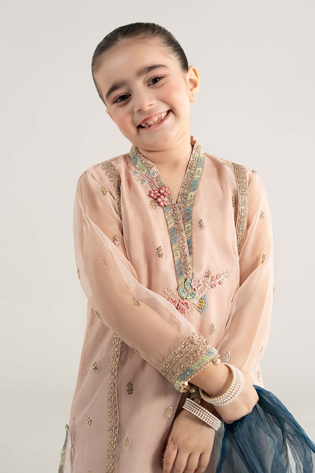 3 Piece Embroidered Poly Organza Suit - Kids Clothes - available at Maria Faisal in UK and USA