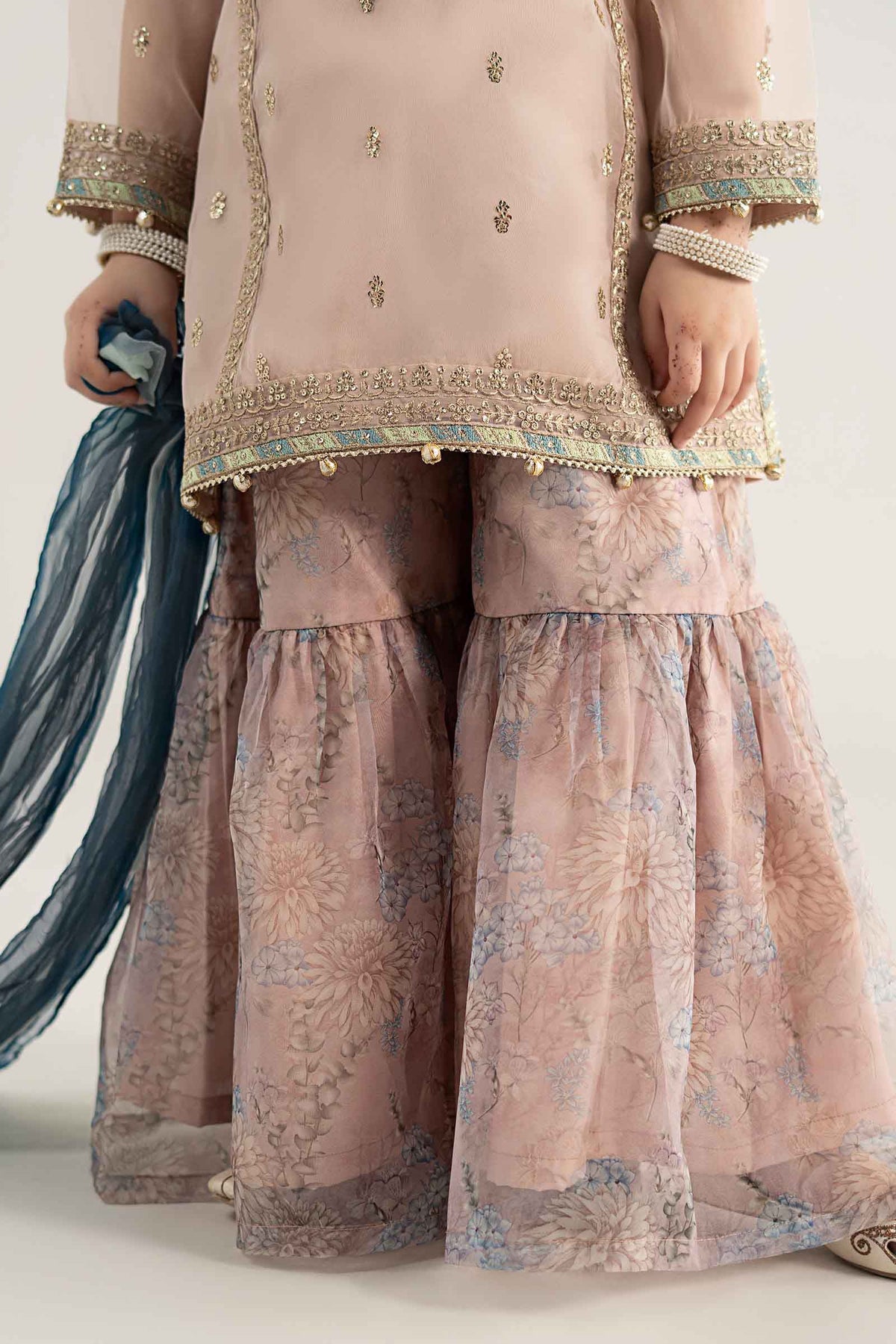 3 Piece Embroidered Poly Organza Suit - Kids Clothes - available at Maria Faisal in UK and USA