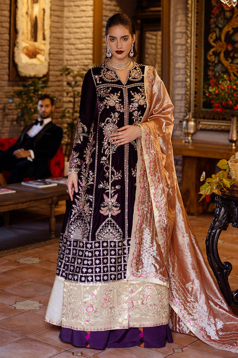 Mushq | Deja Vu Velvet | Chasing Reflections - Designer Dress with Intricate embroidery and embellishments. Shop elegent wedding dress at Maria Faisal.
