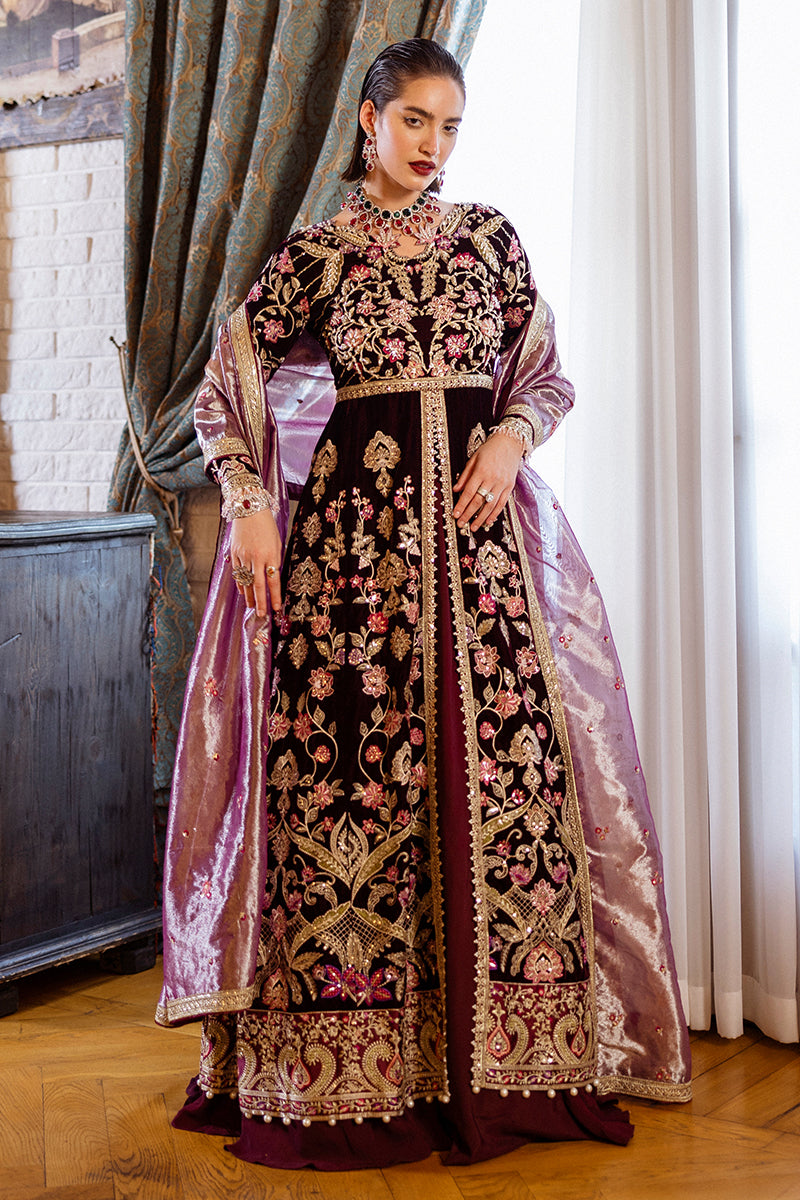 Mushq | Deja Vu Velvet | Lost In Time - Designer Dress with Intricate embroidery and embellishments. Shop elegent wedding dress at Maria Faisal.
