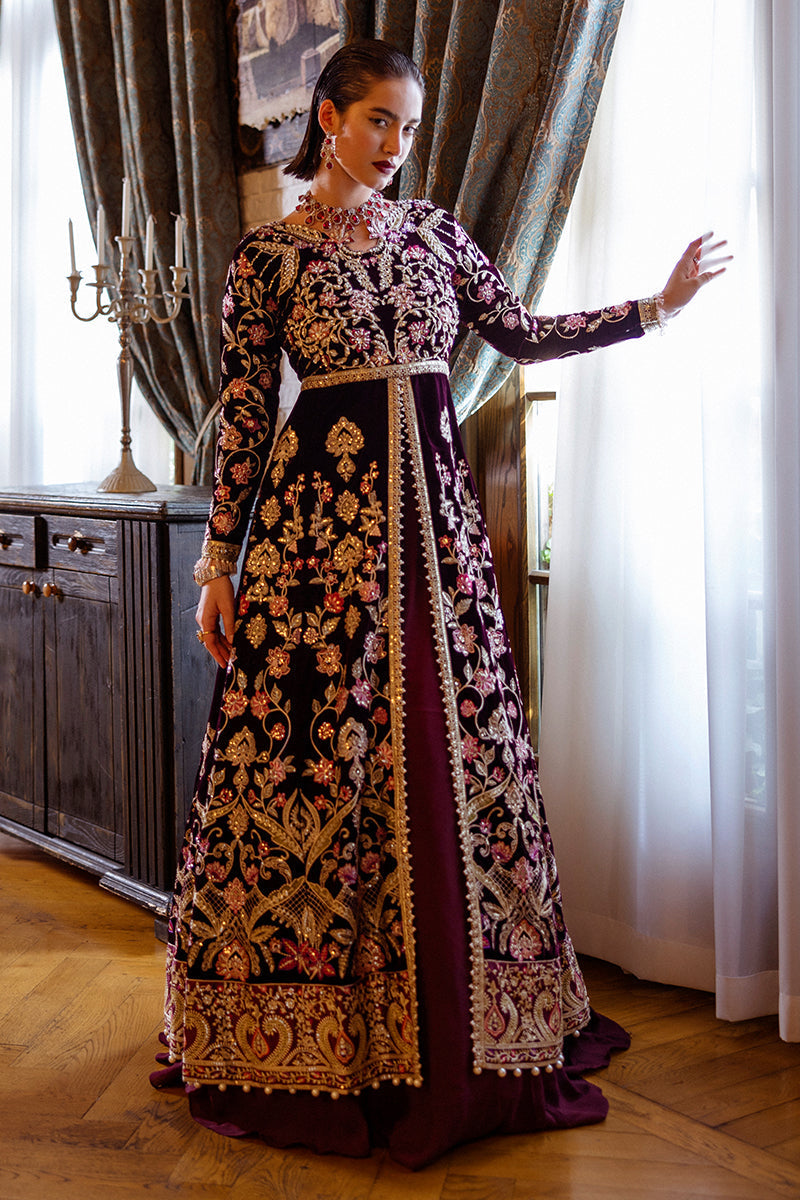 Mushq | Deja Vu Velvet | Lost In Time - Designer Dress with Intricate embroidery and embellishments. Shop elegent wedding dress at Maria Faisal.
