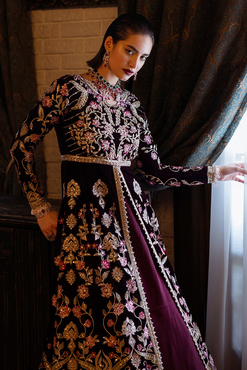 Mushq | Deja Vu Velvet | Lost In Time - Designer Dress with Intricate embroidery and embellishments. Shop elegent wedding dress at Maria Faisal.