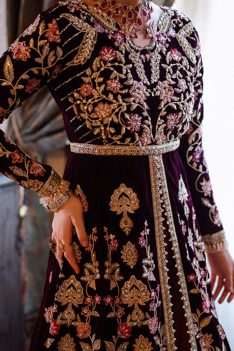 Mushq | Deja Vu Velvet | Lost In Time - Designer Dress with Intricate embroidery and embellishments. Shop elegent wedding dress at Maria Faisal.