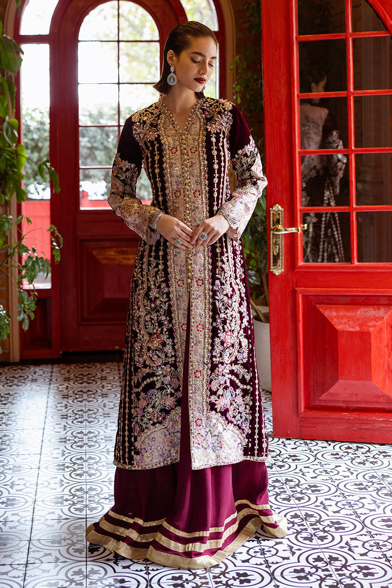 Mushq | Deja Vu Velvet | Sentimental Journey - Designer Dress with Intricate embroidery and embellishments. Shop elegent wedding dress at Maria Faisal.