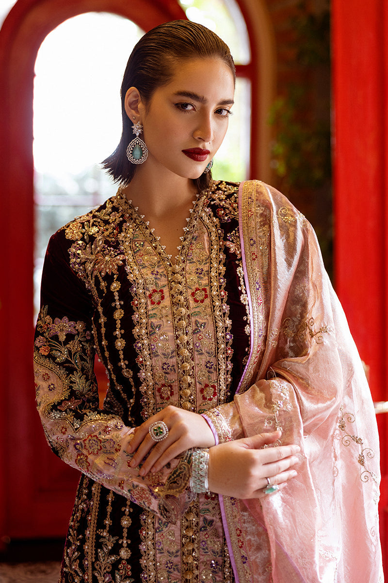 Mushq | Deja Vu Velvet | Sentimental Journey - Designer Dress with Intricate embroidery and embellishments. Shop elegent wedding dress at Maria Faisal.