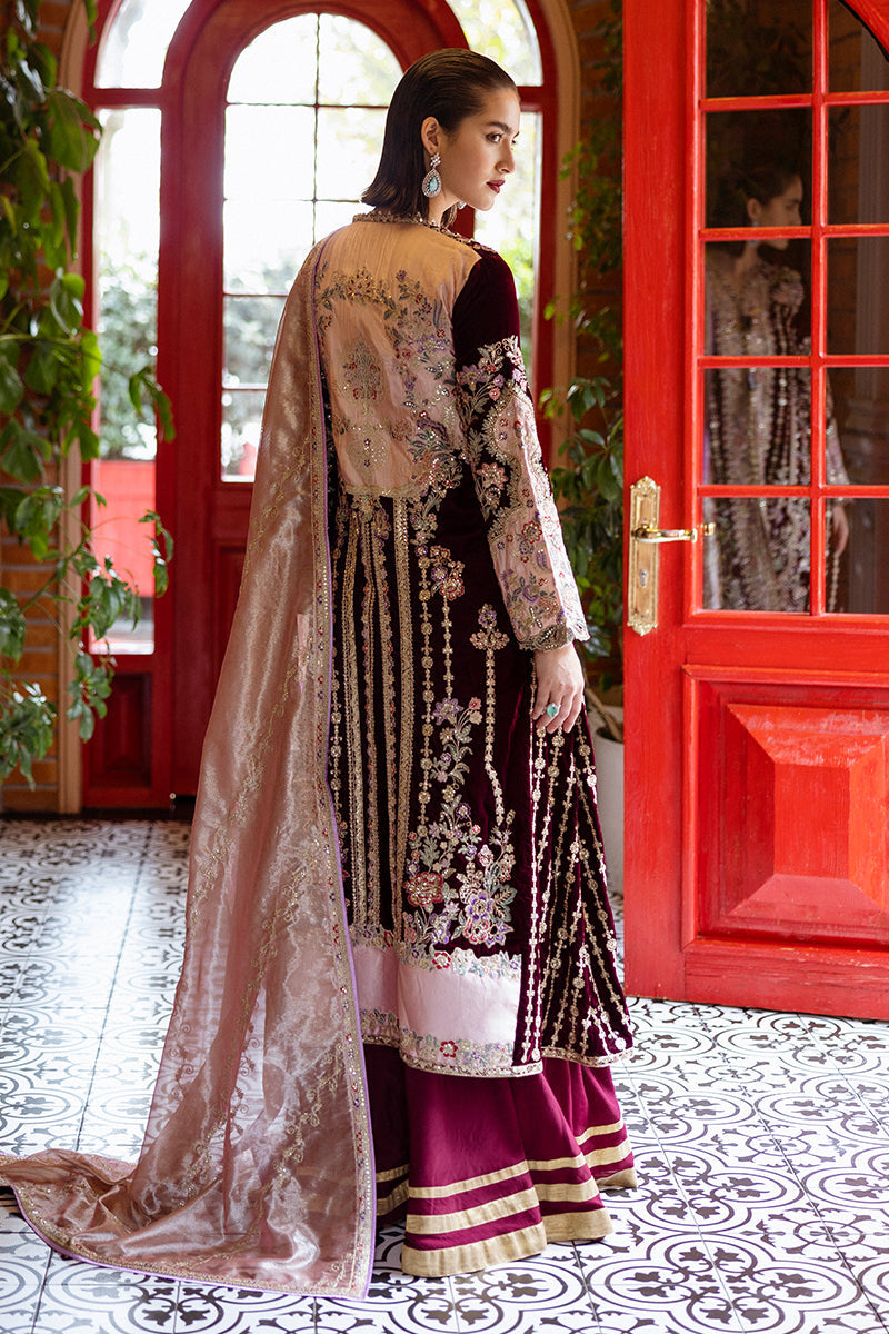Mushq | Deja Vu Velvet | Sentimental Journey - Designer Dress with Intricate embroidery and embellishments. Shop elegent wedding dress at Maria Faisal.