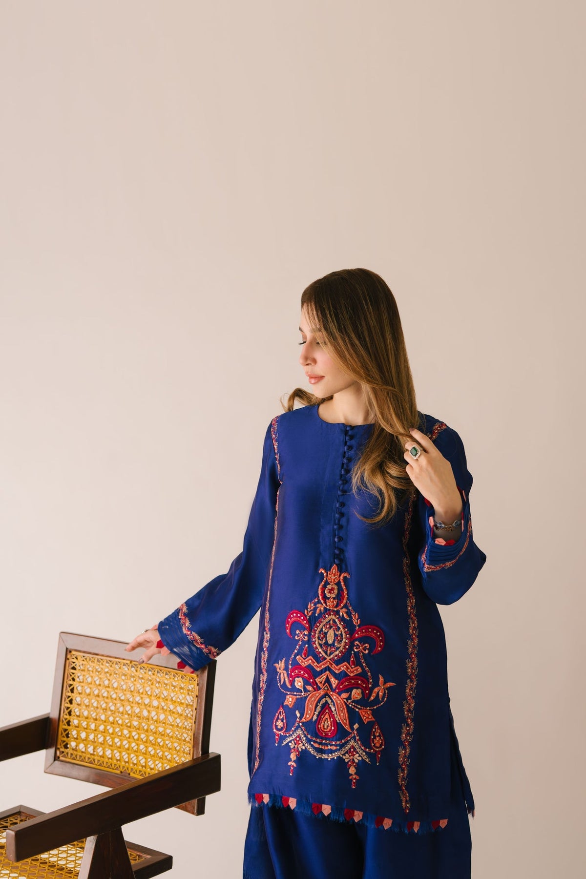 Sammy K | Aadat Festive Edition | Blue Bell Caftan - Ladies Clothes - Maria Faisal